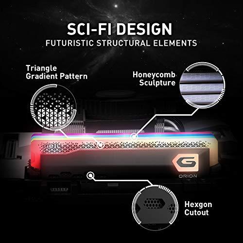 GeIL GeIL Orion RGB DDR4 RAM, 16GB (8GBx2) 3200MHz 1.35V XMP2.0, Intel/AMD Compatible, Long DIMM High Speed Desktop Memory, Hardcore Immersive Gaming/Multimedia Content Creation/Quality Live Streaming