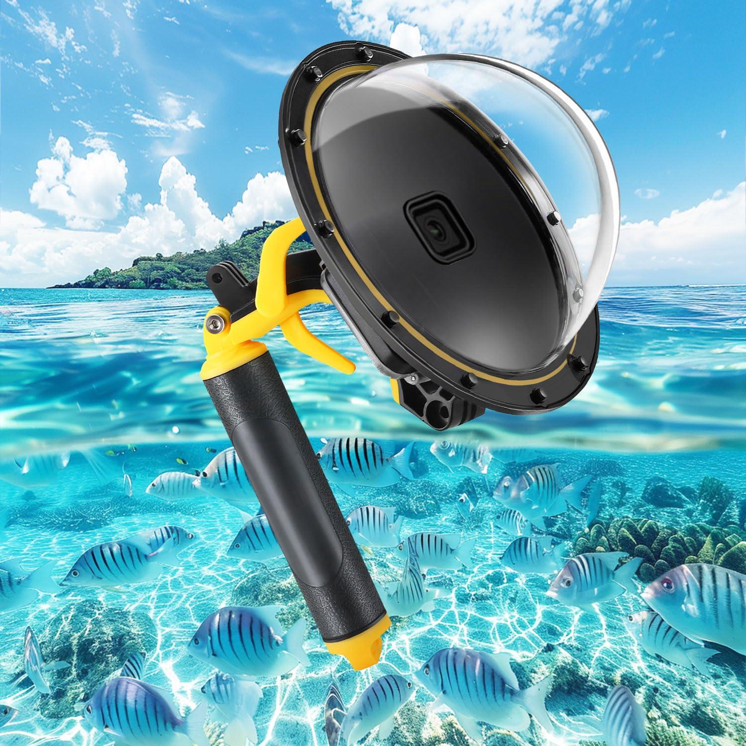 FEIMUOSI Dome Port for GoPro Hero 12 11 10 9 Black,Waterproof Housing Case Compatible with GoPro Hero 9 10 11 12 Underwater Protective Diving Dome GoPro Lens Accessories with Trigge Pistol an-ti Fog Insert