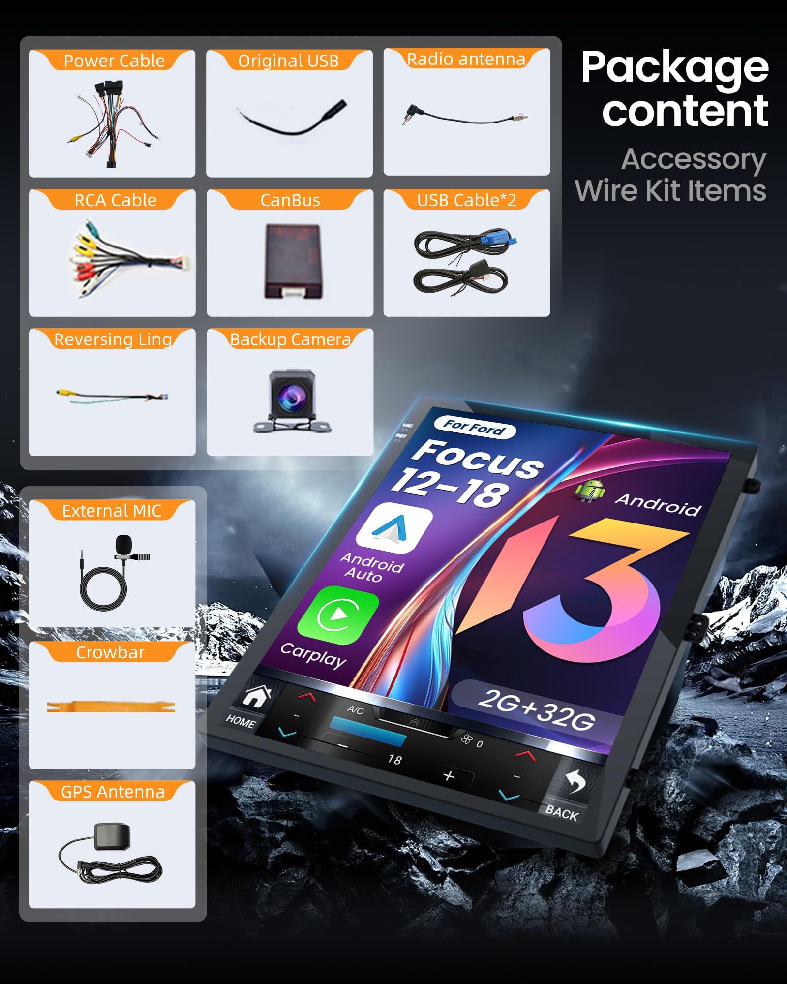 Fortdows 10.4 inches Android12(2+32GB) Car Stereo Ford Focus Car Stereo Radio Upgrade 2012-2018 with Touch Screen 1024 * 768 DSP Auto Stereo Radio with GPS Bluetooth WiFi, Backup Camera