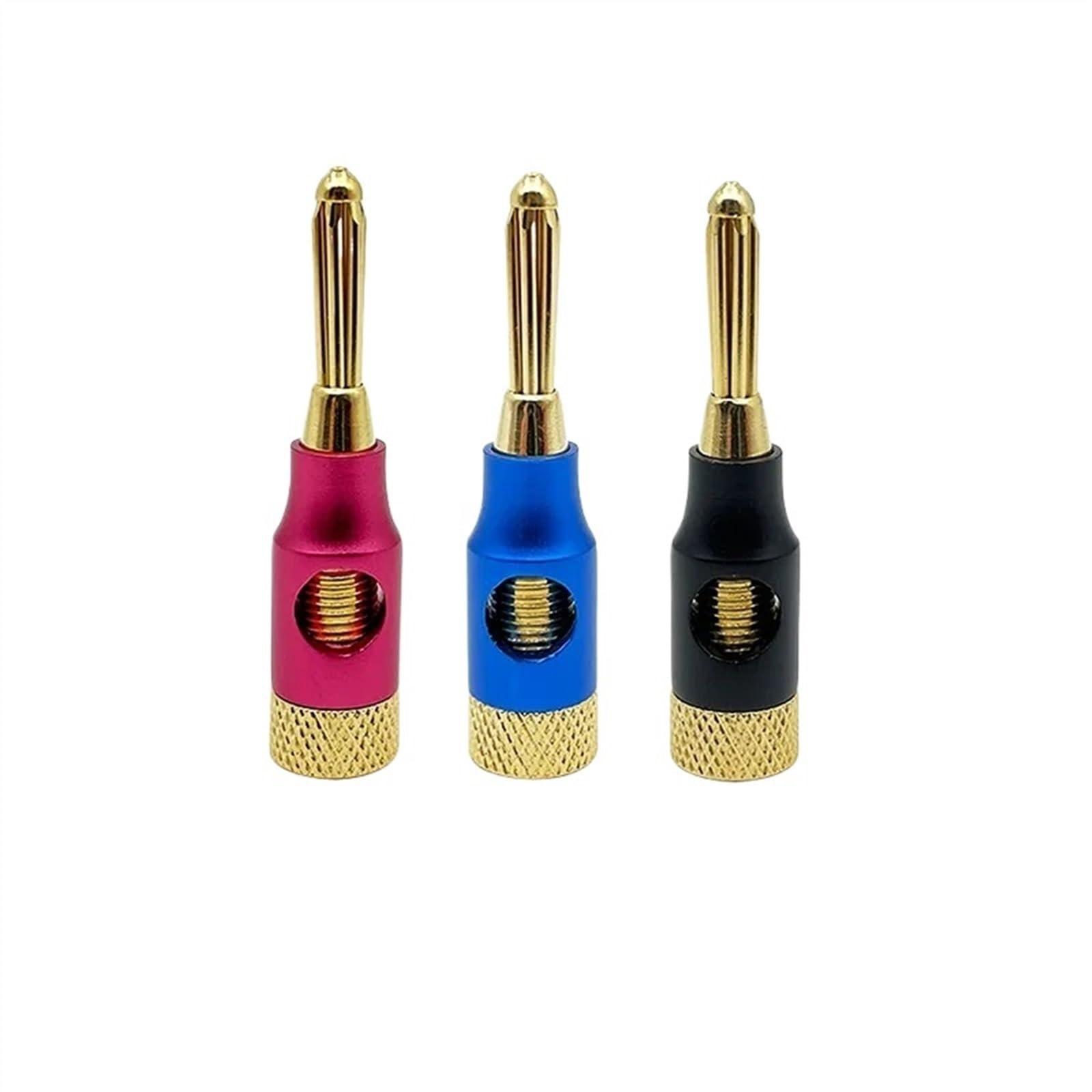 WUZDPRCJ 6PCS 4mm Speaker Banana Plugs Banana Connector 24K Copper Gold Plated 4mm Banana Jack Match with 4mm Binding Post (Color : Black 6Pcs)
