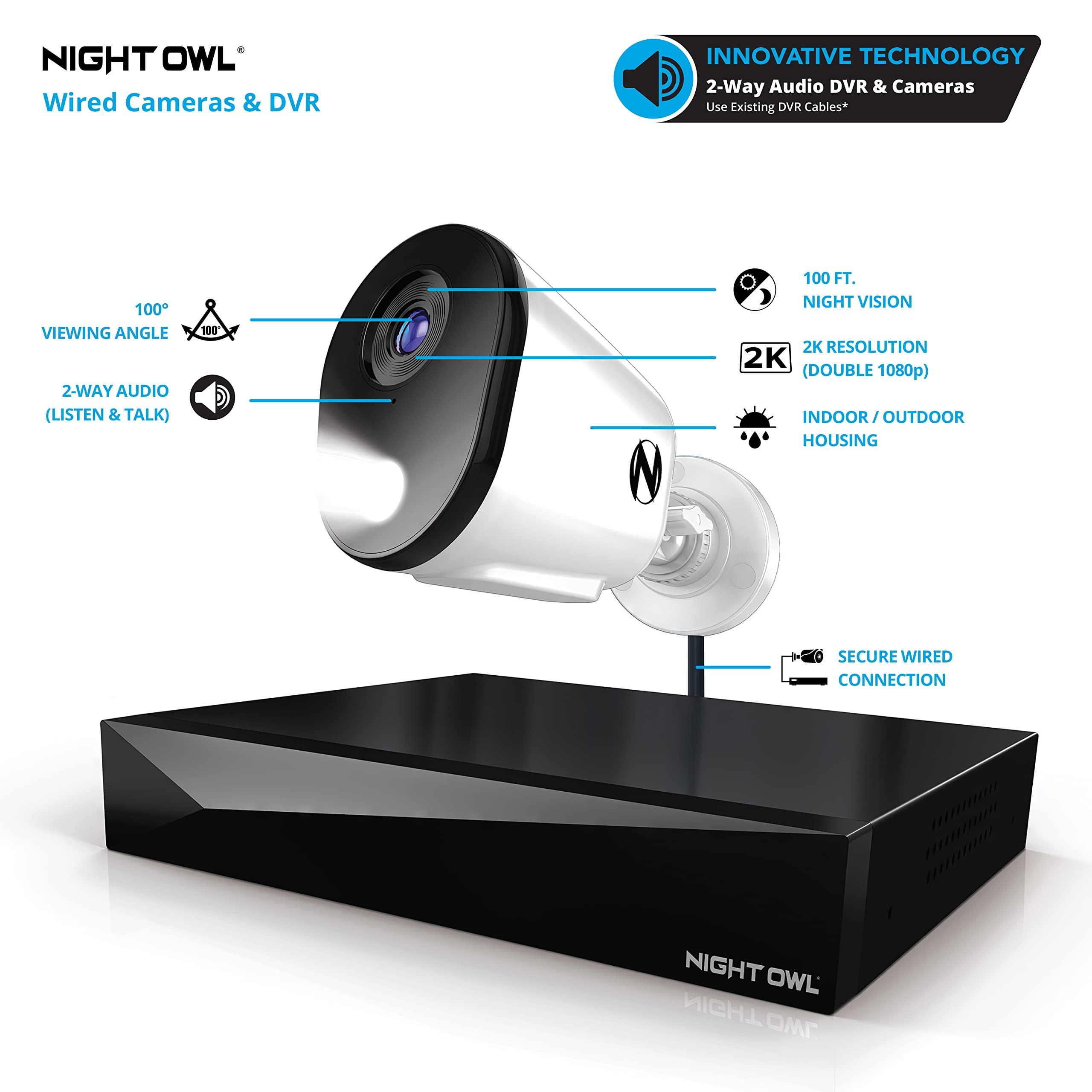 Night Owl Night Owl 2-Way Audio 12 Channel DVR Video Home Security Camera System with (8) Wired 2K HD Indoor/Outdoor Deterrence Cameras and 1TB Hard Drive (Add up to 4 Wi-Fi Cameras)