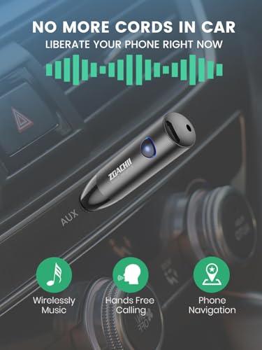 ZOACHII ZOACHII Bluetooth Aux Adapter for Car, Wireless Bluetooth 5.0 Audio Receiver with 3.5mm Jack for Vehicle Truck Home Stereo Speaker Headphone Music Streaming, Handsfree Calling, [1 Piece]
