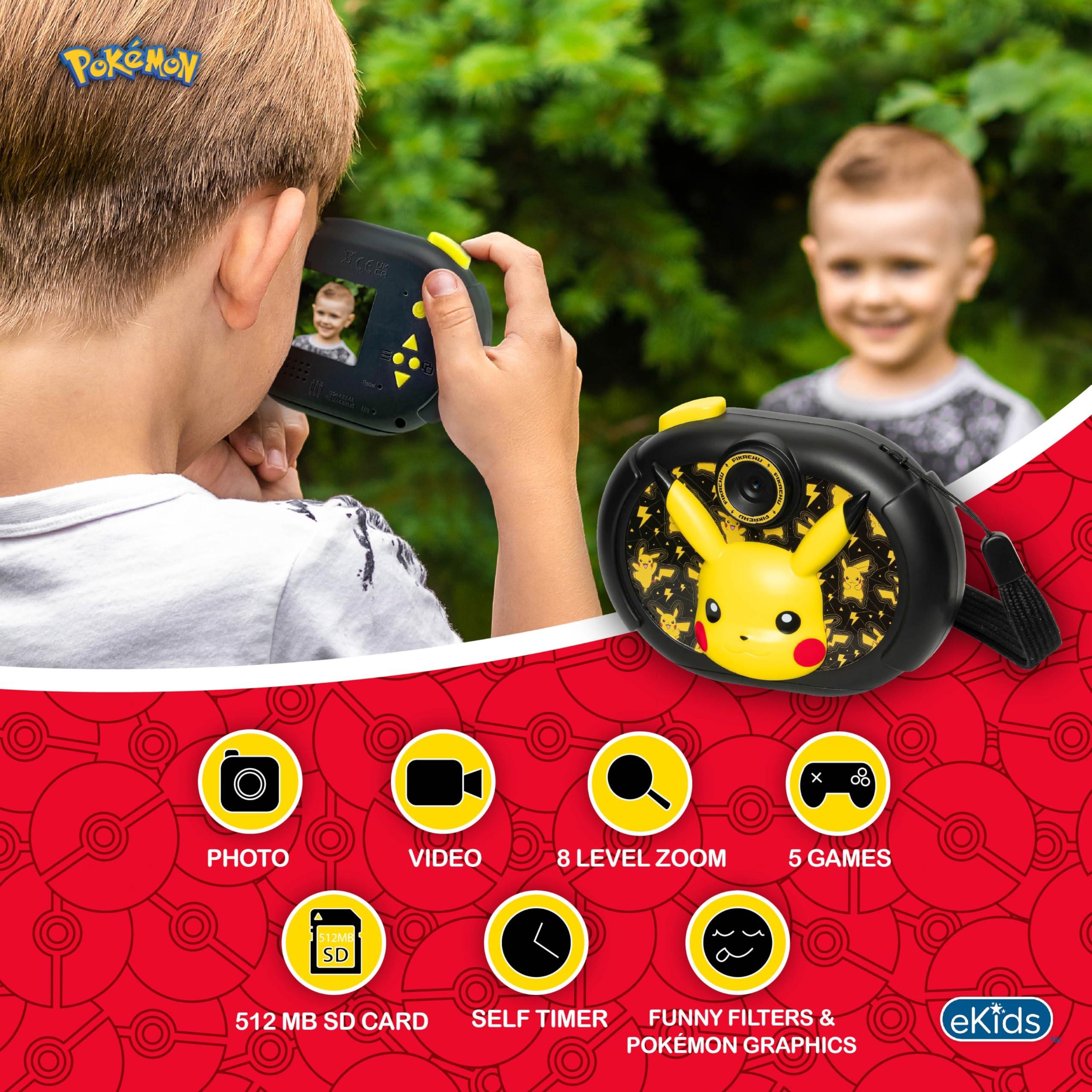 eKids ekids Pokemon Kids Camera with SD Card, Digital Camera for Kids with Video Recording, Built-in Digital Stickers for Fans of Pokemon Gifts