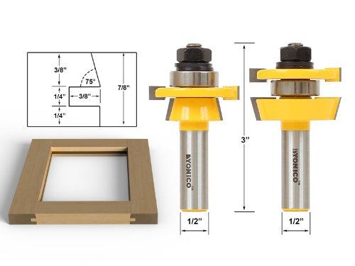 Yonico YONICO Cabinet Door Rail and Stile Router Bits Set 2 Bit Shaker 1/2-Inch Shank 12249