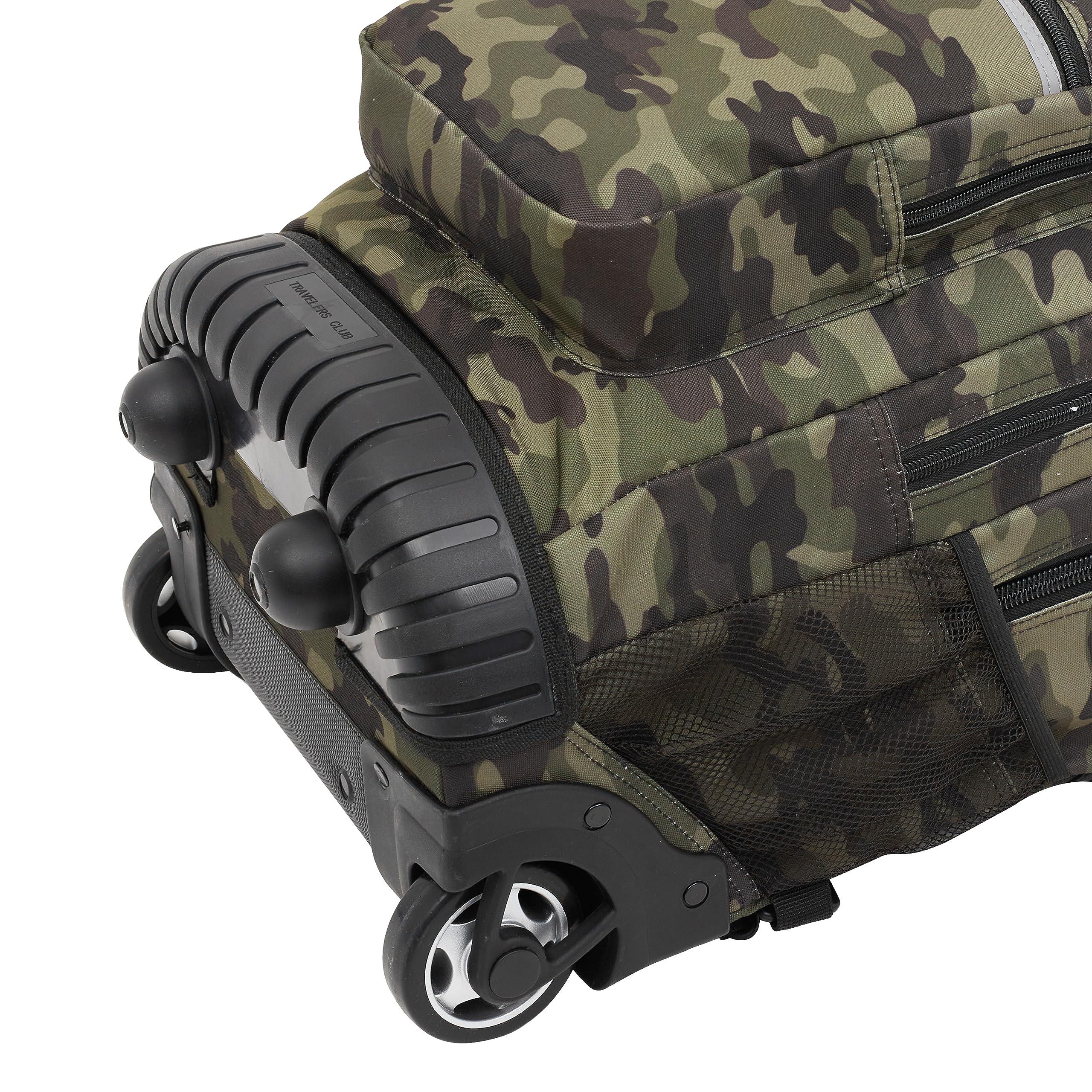 Travelers Club Travelers Club Rolling Backpack, Camo, 20 Inch with Laptop Compartment