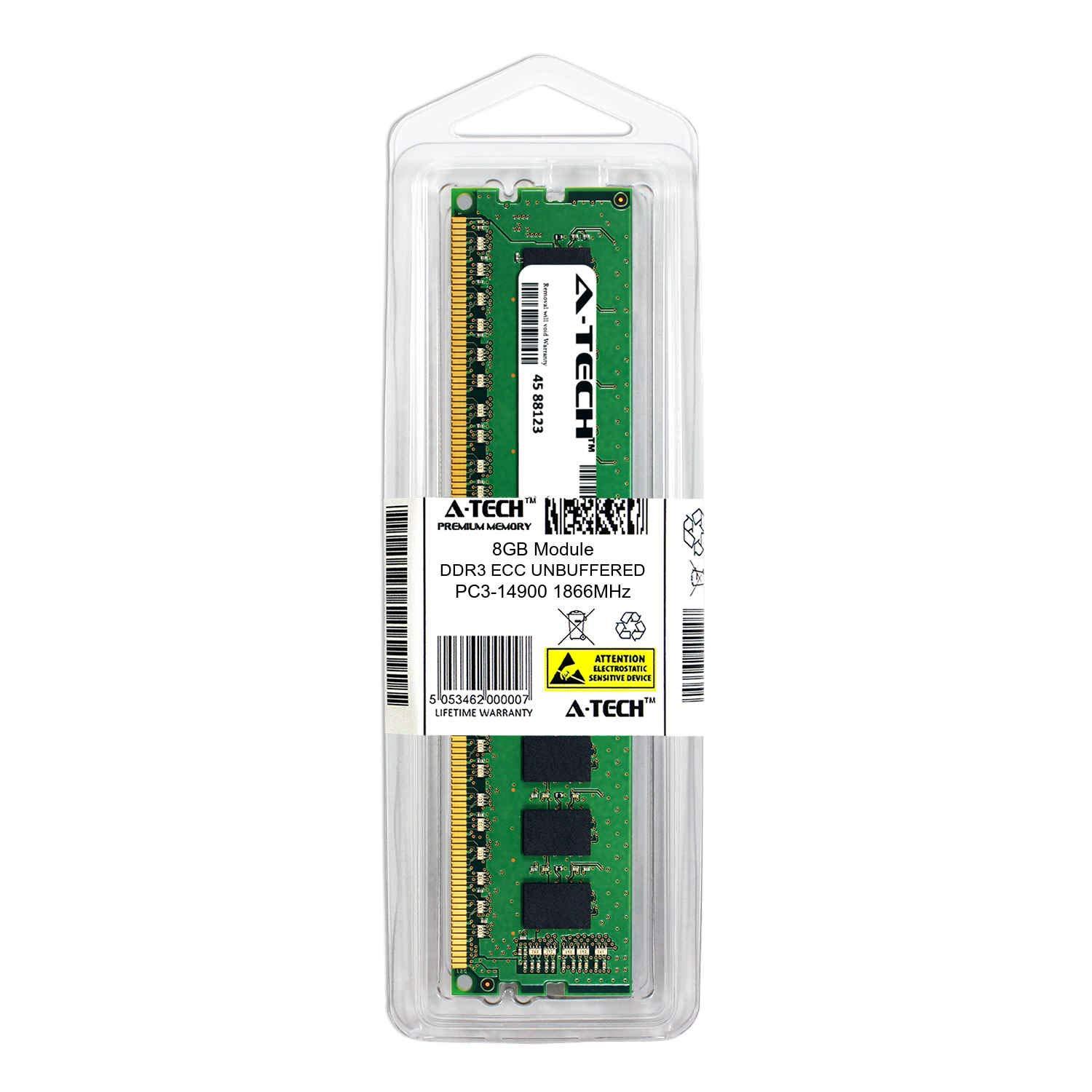 A-Tech A-Tech 8GB Replacement for Micron MT18JSF1G72AZ-1G9E3 - DDR3 1866MHz PC3-14900 ECC Unbuffered UDIMM 2rx8 1.5v - Single Server Memory Ram Stick (MT18JSF1G72AZ-1G9E3-ATC)