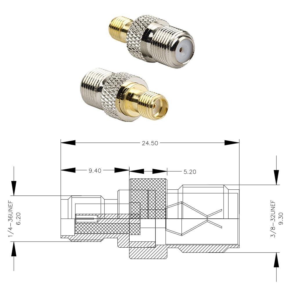 exgoofit exgoofit F Type to SMA Male Female Coax Connector Coaxial Adapter 2 Sets 6 Pcs