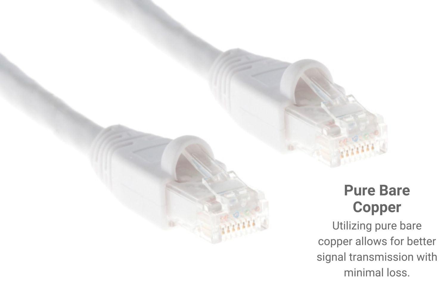 CablesAndKits CablesAndKits - Cat6a Ethernet Cable, Booted, Jacket: PVC (CM), 3 ft, White, Pure Copper, RJ45 Computer & Networking Patch Cord