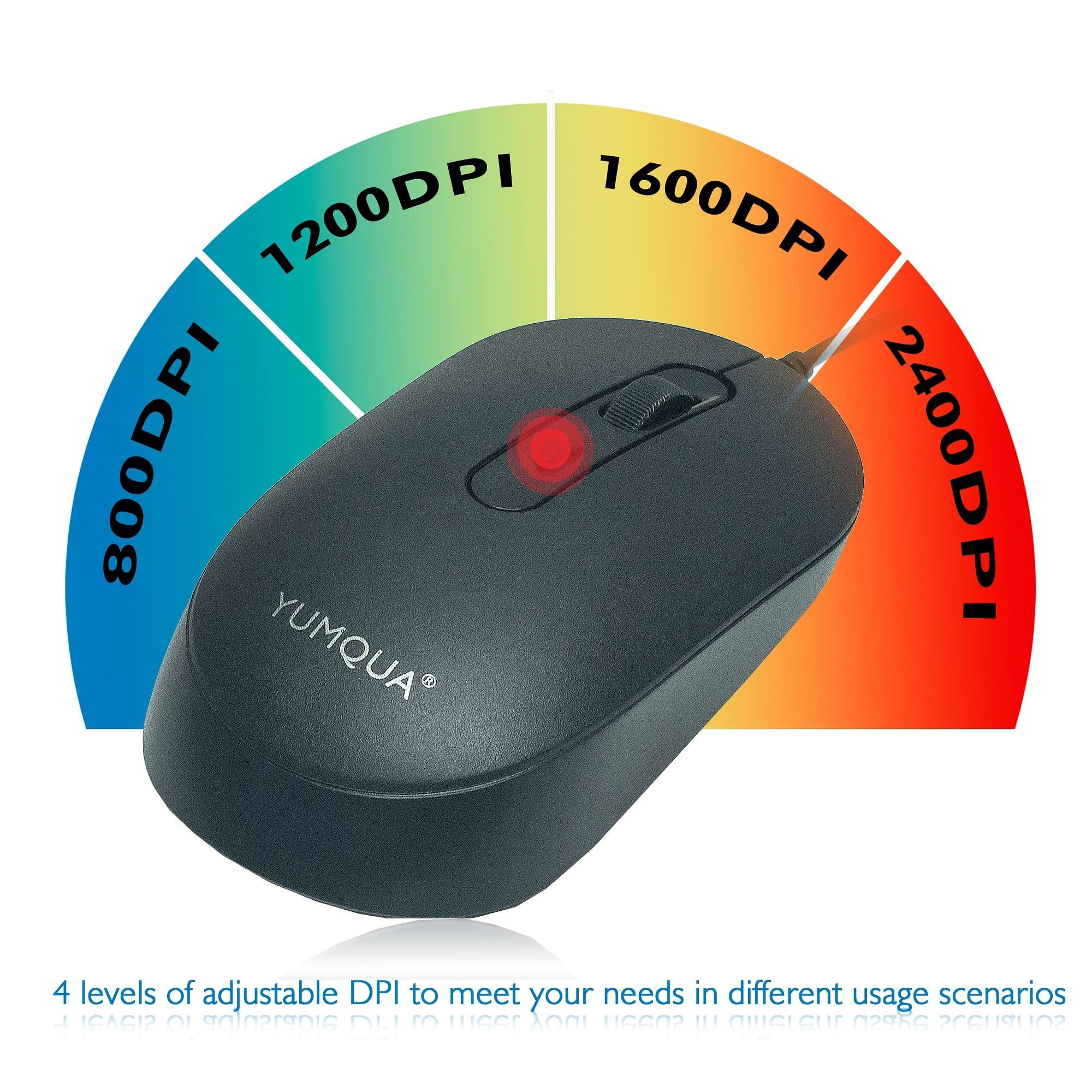 YUMQUA YUMQUA Computer Mouse Wired Bulk, Silent Optical USB Corded Mouse Mice Bulk for Laptop PC Chromebook, Black