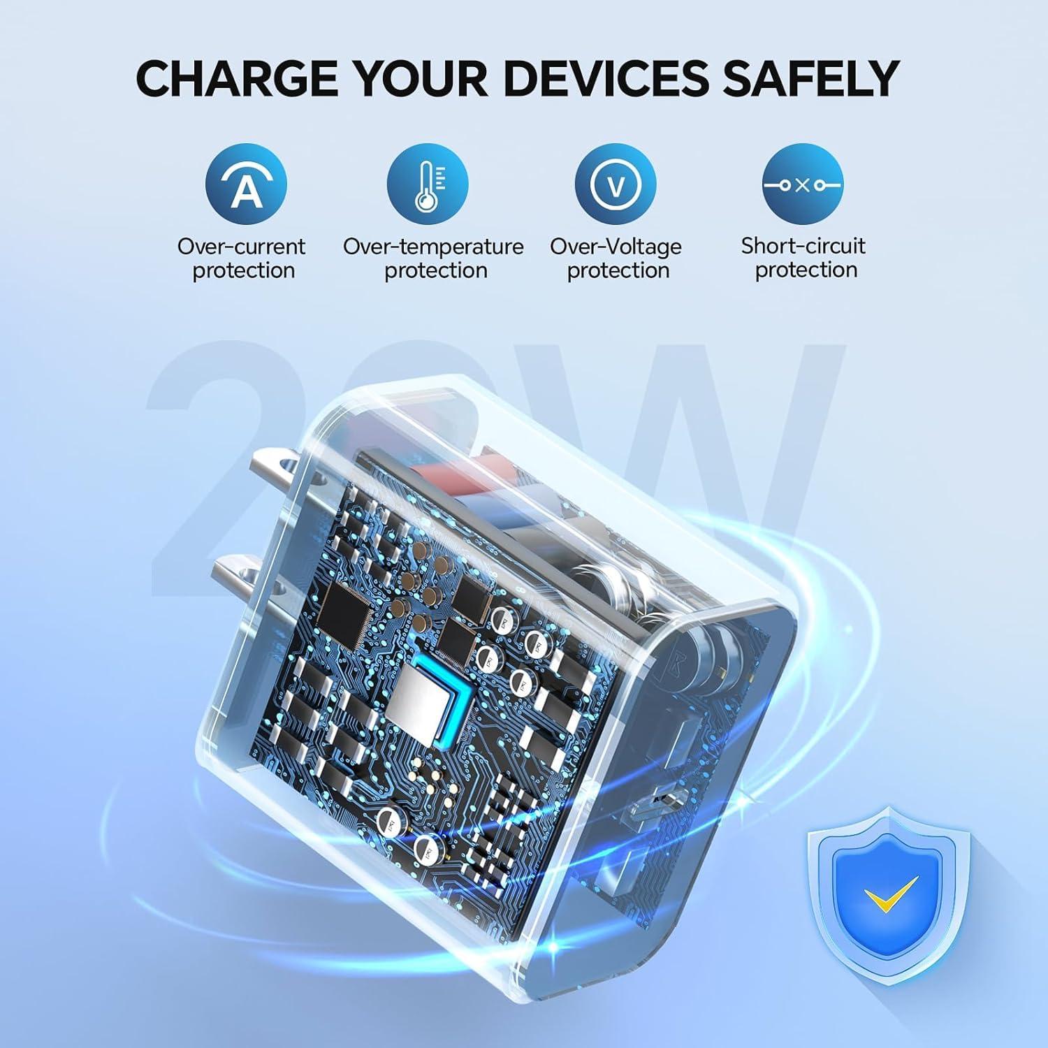 BikeAnything Fast Charging for iPad Air 13(M2)/5/4th 2Pack,20W Type C Fast Charger with USB C to C Cable for IPhone 15/Plus/Pro/Pro Max,iPad Pro 13/11-inch M4/M2,iPad Pro 12.9/11 inch 2024/22/21/20/18,iPad 10/Mini