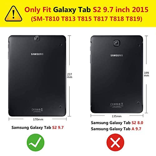 R.SHENGTE Case for Samsung Galaxy Tab S2 9.7 inch (SM-T810 T813 T815 T817 T818 T819), 360 Degree Rotating Stand Case Smart Protective Cover, Bonus Stylus Pen,Screen Film (Purple)