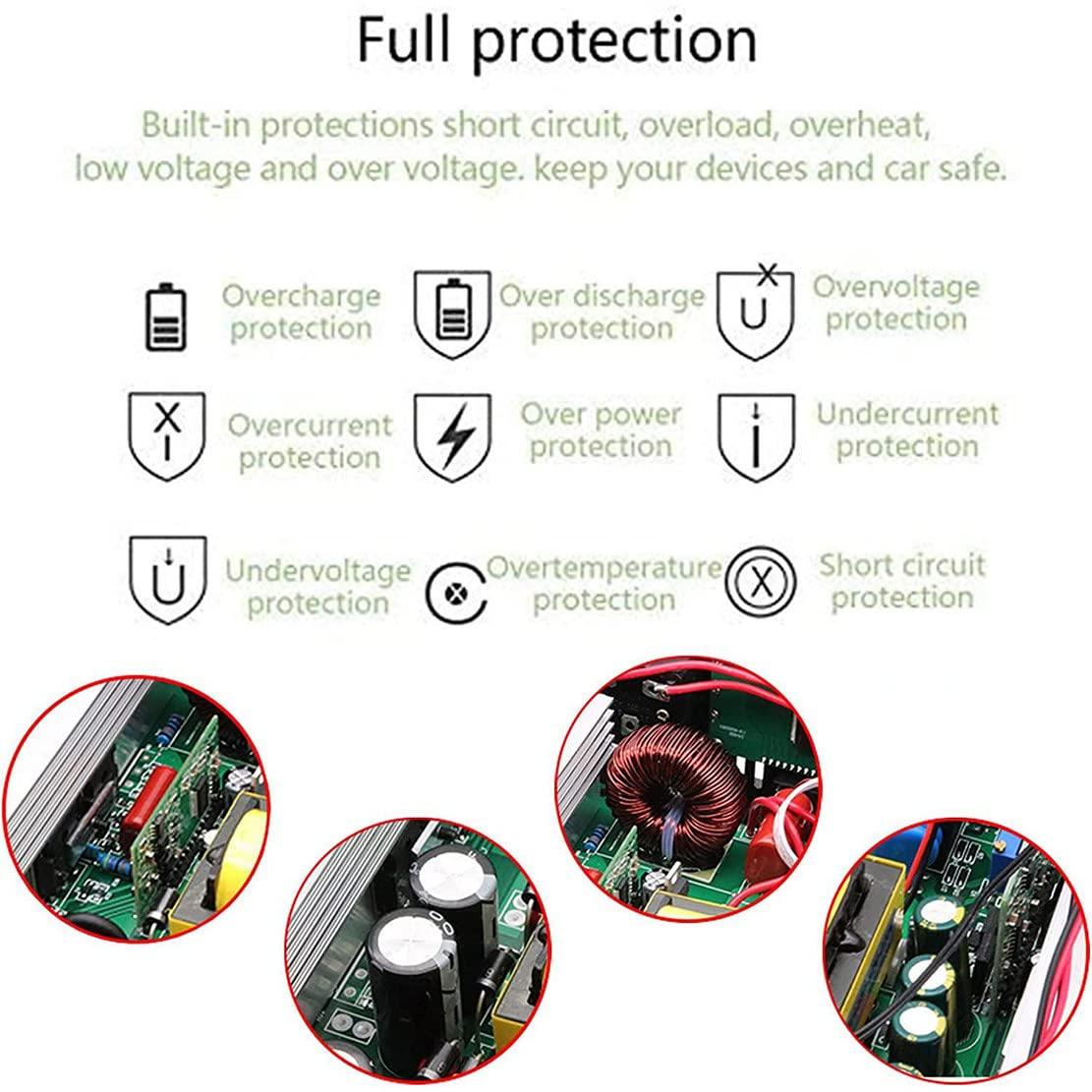 NYMFEA 8000W 10000W 12000W Power Inverter Pure Sine Wave 12V/24V/48V/60V DC to 110V/230V AC Converter Car Inverter with 2 AC Outlets for Motorhomes, Truck, Boat, Camping,24Vto110V-8000W