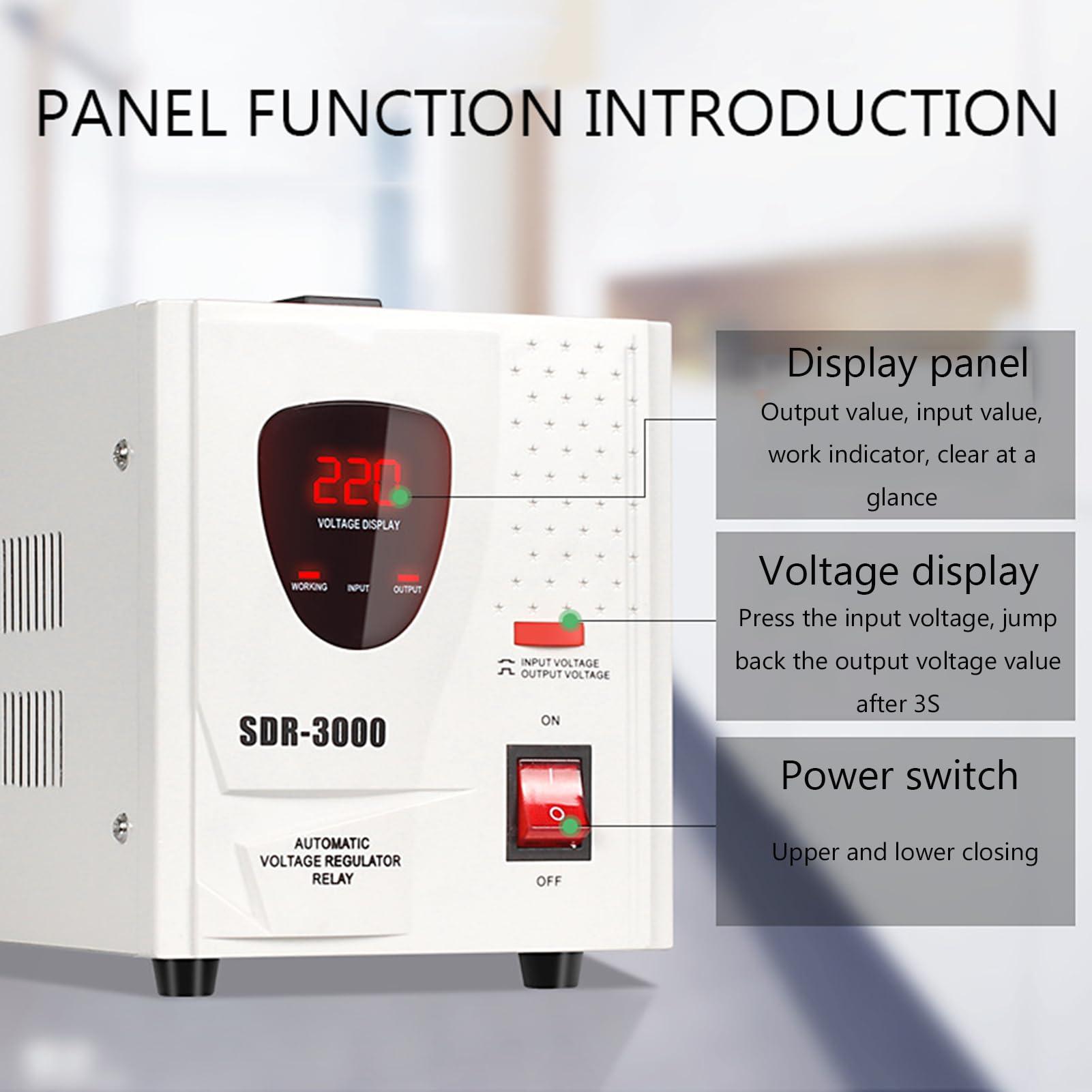 DirectNine Basics Electronic Voltage Stabilizer,220V Fully Automatic Voltage Stabilizer 3000W Household High Power Refrigerator Computer TV AC Stabilized Power Supply