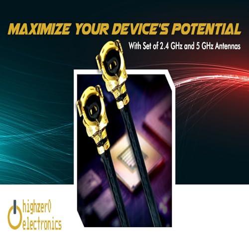 HighZer0 Electronics WiFi Antenna for PC, Laptop, Desktop & Motherboard | 2.4GHz/5GHz/6GHz | 1st Generation U.FL (Compatible with MHF1) Connectors on Mini PCIe Wi-Fi Cards | 2-Pack 30cm (12in)