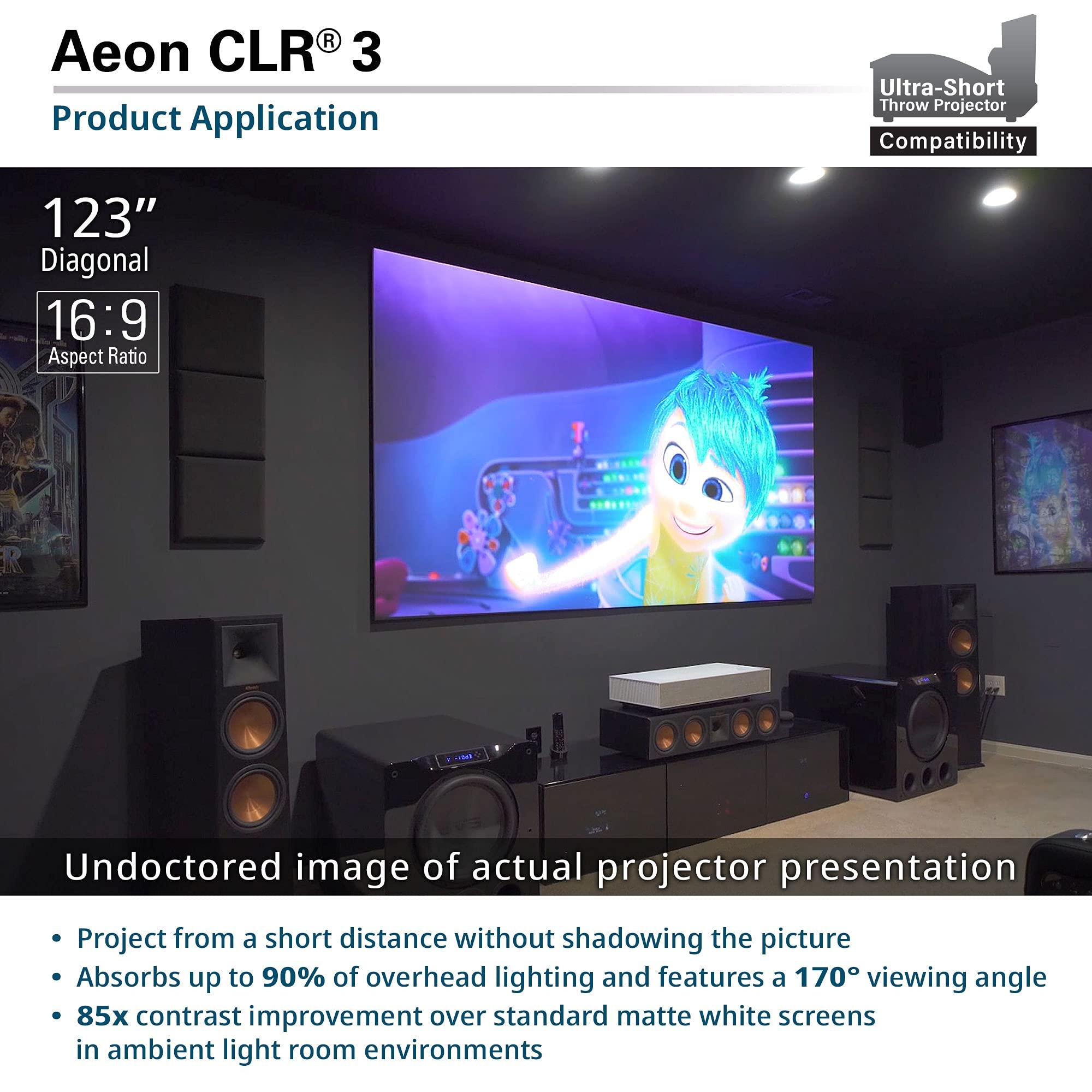 Elite Screens Elite Screens Aeon CLR3, 103-Inch UST ALR Projector Screen, 16:9 Edge-Free Fixed Frame, 4K Ultra HD Ready, 90% Ceiling Ambient Light Rejecting, Grey Screen for Indoor Movie & Home Theater, AR103H-CLR3