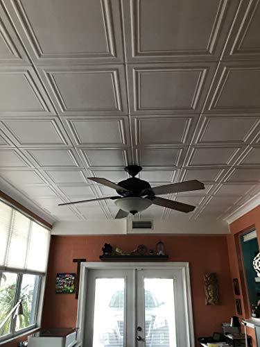 A La Maison Ceilings A La Maison Ceilings R24 Line Art Foam Glue-up Ceiling Tile (21.6 sq. ft./Case), Pack of 8, Plain White