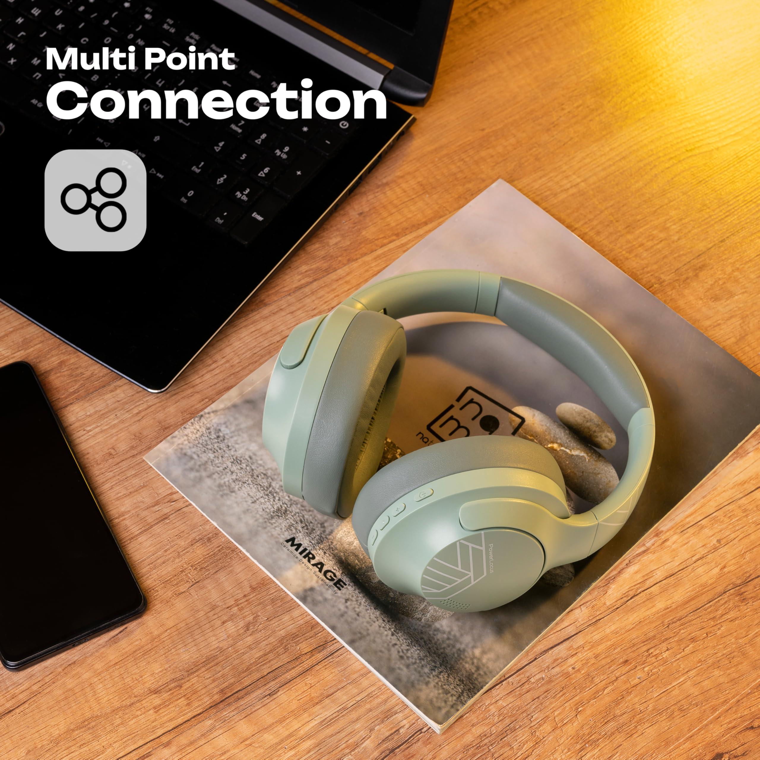 PowerLocus PowerLocus Bluetooth Headphones Over Ear, 50H Playtime with 4 EQ Modes Wireless Headphones with Microphone, HiFi Stereo Deep Bass, Soft Ear Cups, Foldable Lightweight Headset for Travel/Office/Workout