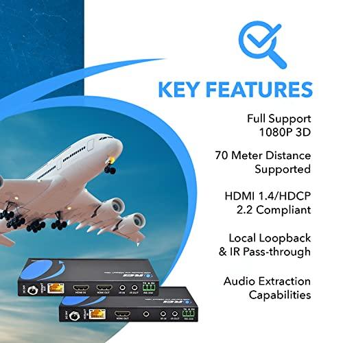 OREI OREI UltraHD HDMI Extender 4K 18G HDBaseT Over Single CAT5e/CAT6 Cable 4K @ 60Hz Upto 230FT with IR Remote 1080P Upto 330 Ft - Power Over Cable - Zero Latency Black