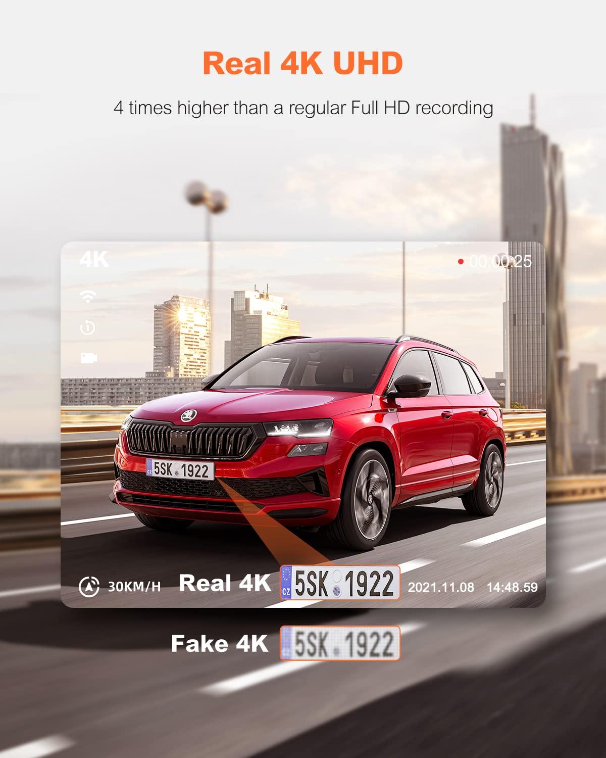 YEECORE YEECORE D21 Dash Cam, Real 4K Dash Camera Front 5G WiFi GPS, 3\" LCD Super Night Vision Car Camera, 157Wide Angle Dash Camera for Cars with App, Accident Record, G-Sensor, Parking Mode, 512GB Max