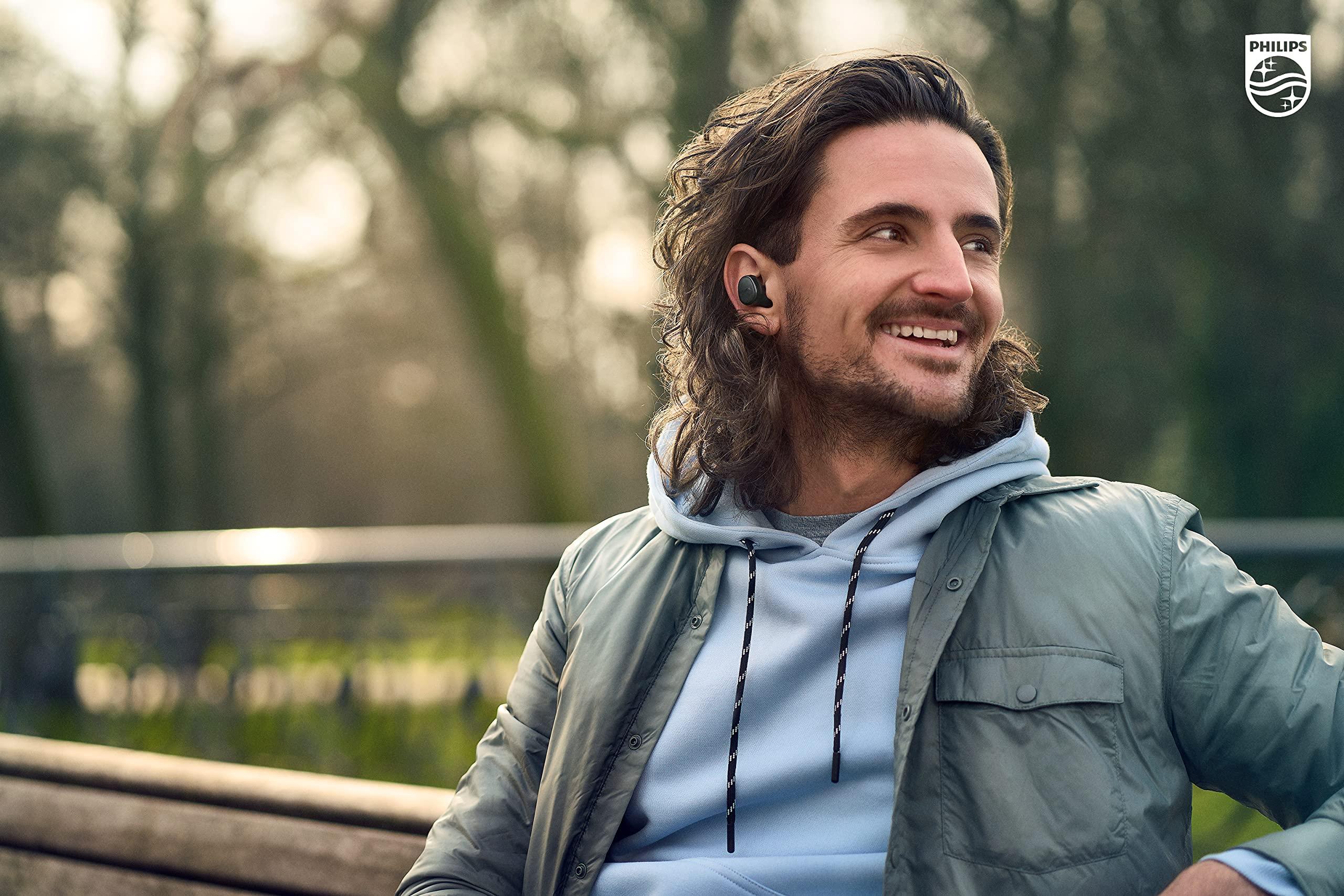 PHILIPS PHILIPS T4556 True Wireless Headphones with Active Noise Canceling (ANC) and IPX4 Water Resistance, Black