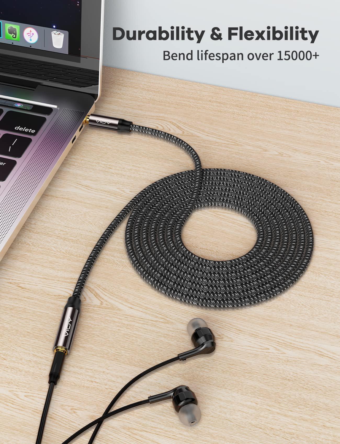 VIOY VIOY Headphone Extension Cable 20 FT,[Copper Shell, Hi-Fi Sound] 3.5 mm Male to Female Stereo Audio Cable Nylon Braided Aux Cord for Smartphones, Tablets, Media Player