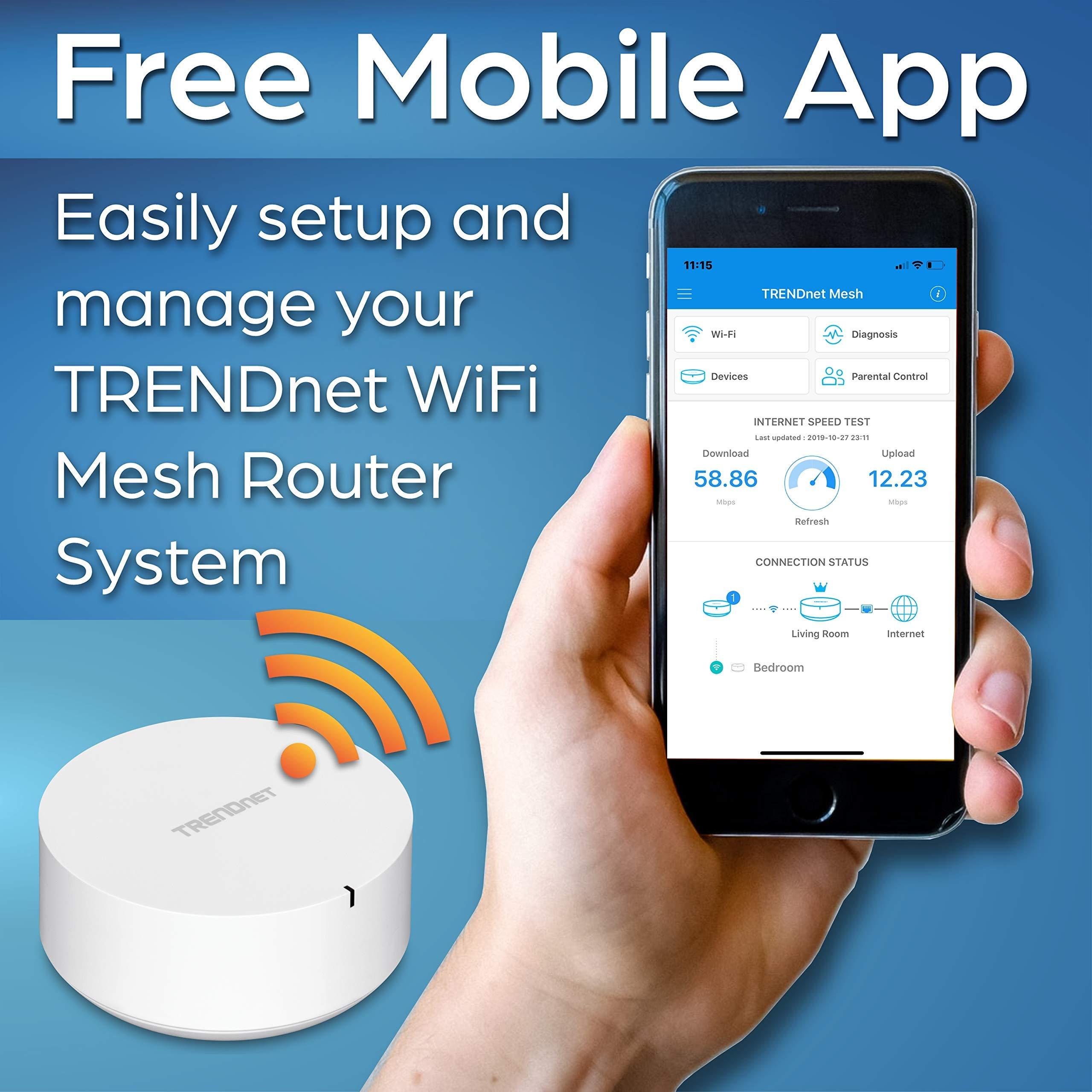 TRENDnet TRENDnet AC2200 WiFi Mesh Router,TEW-830MDR,1xAC2200 WiFi Mesh Router,App-Based Setup,Expanded Wireless Internet(Up to 2,000 Sq Ft.Home) (Renewed)