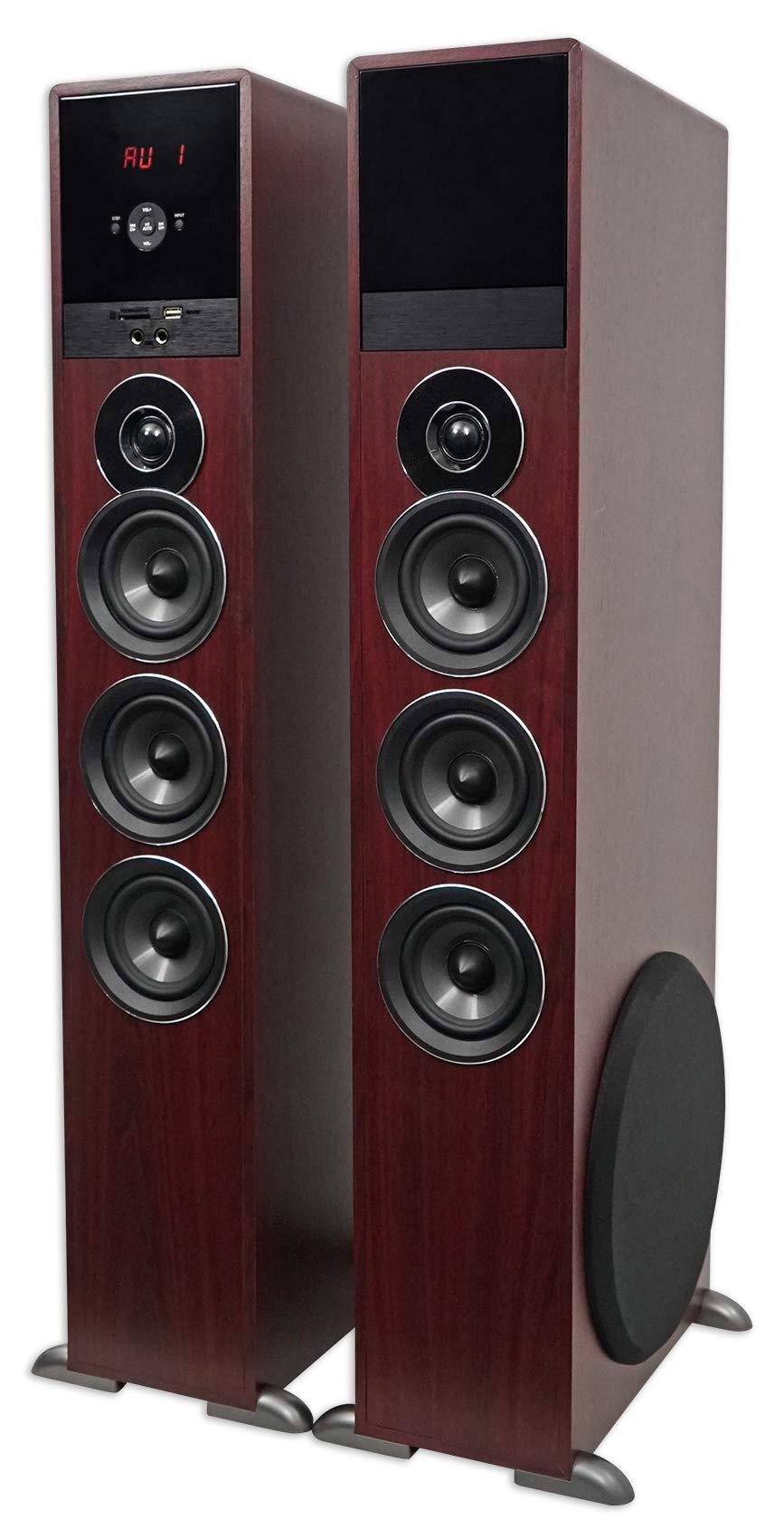 Rockville Rockville TM150C Cherry Powered Home Theater Tower Speakers 10\" Sub/Bluetooth/USB