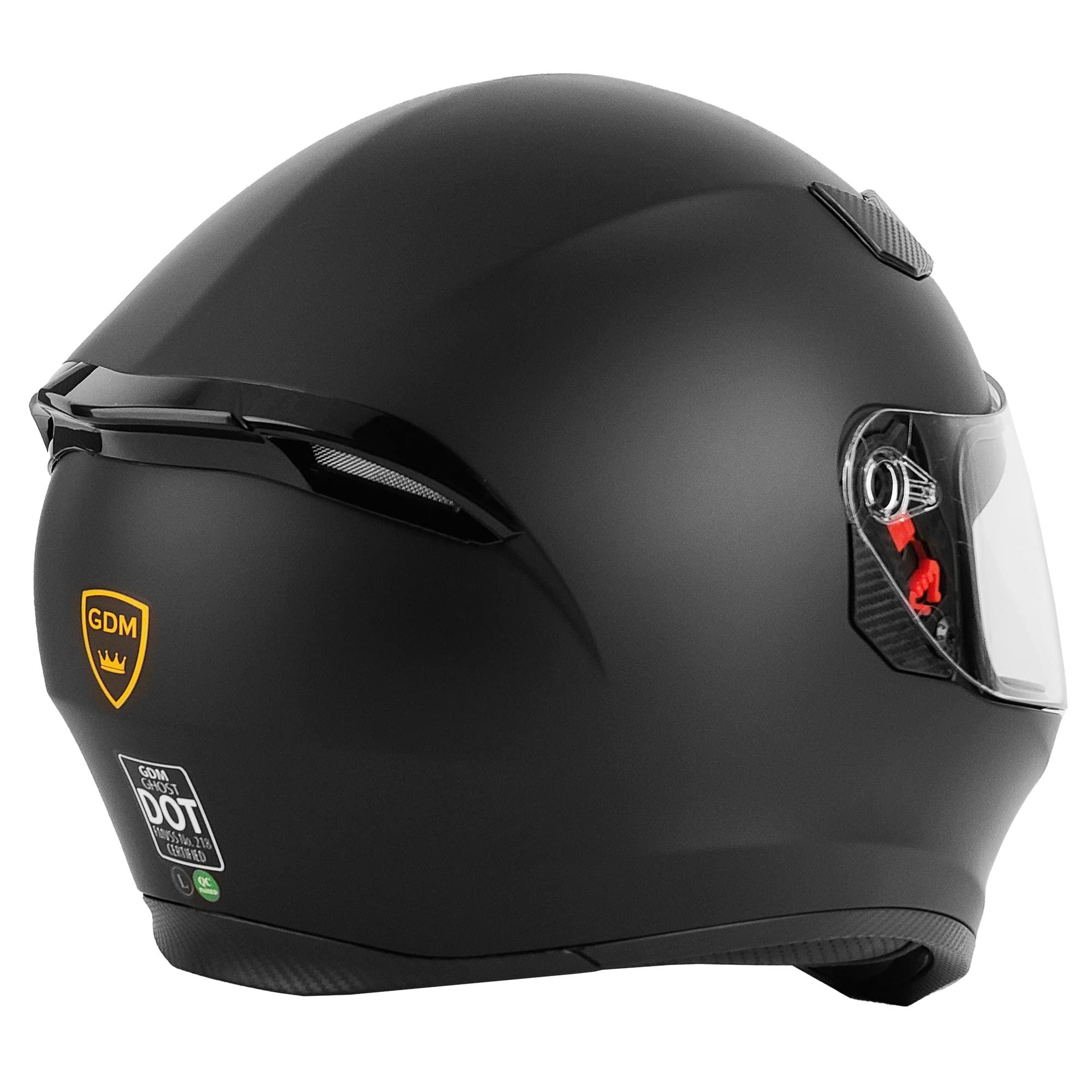 GDM GDM Motorcycle Helmet with Bluetooth Headset - Large (Matte Black, with Clear & Iridium Shields)