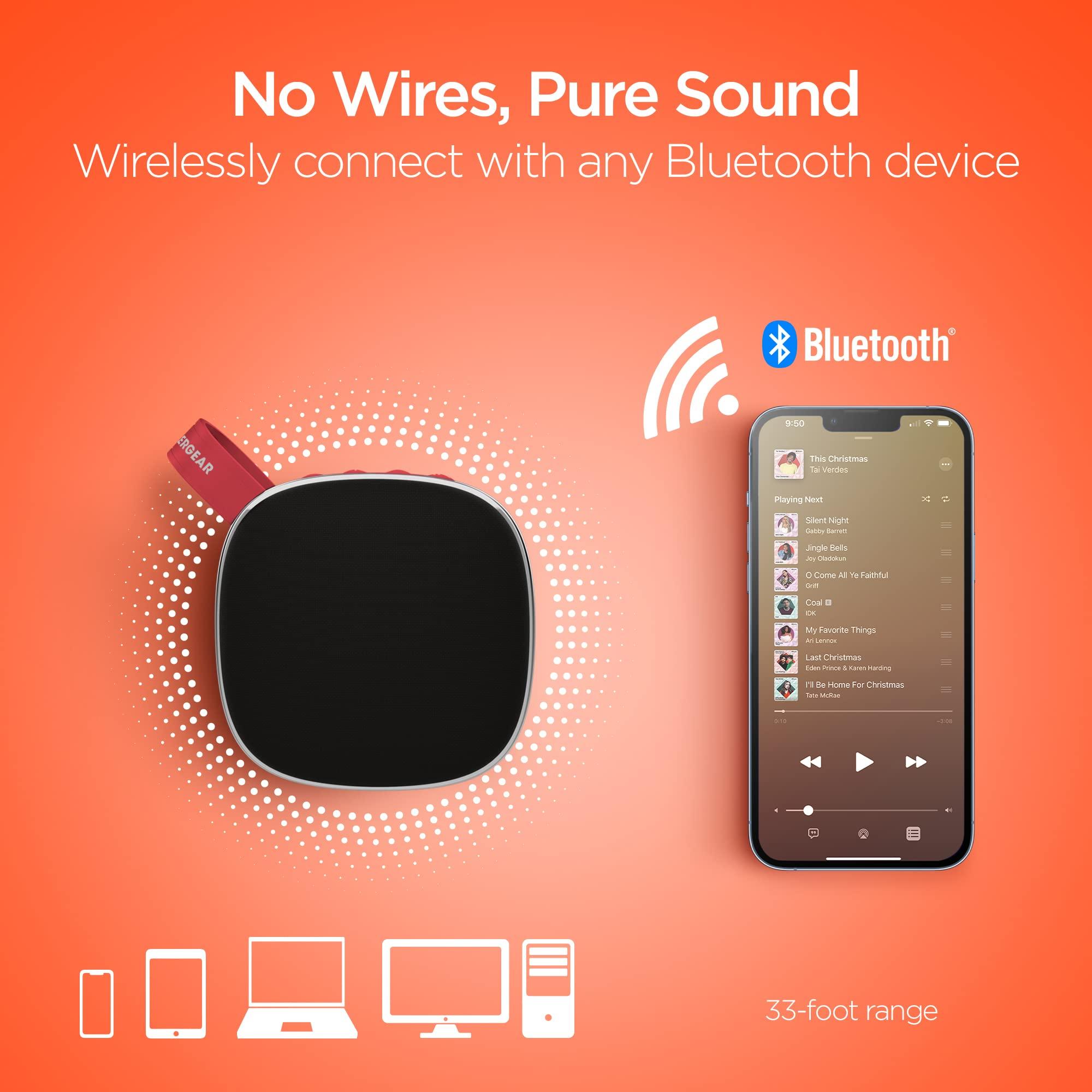 HyperGear HyperGear Bluetooth Speaker - Portable Bluetooth Speakers with Powerful Loud HD Stereo Sound, Built-in Mic to Take Calls Stream Music Indoor, Outdoor, Portable Speaker- Red