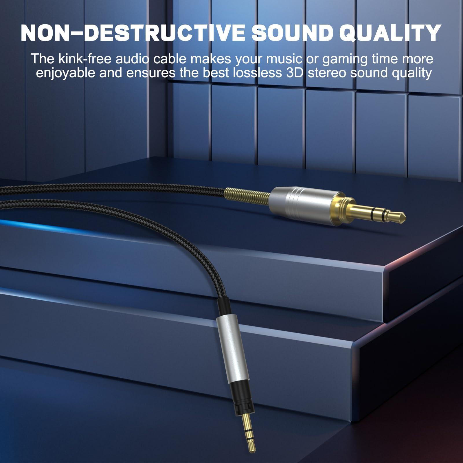 Zosvoses Zosvoses Momentum 4 Cable Compatible with Sennheiser Momentum 4/3/2.0, HD1 On-Ear, HD 400S/450BT, PXC 550/550-II, ACCENTUM Plus Headphones, 3.5mm Audio Cable Headset with 6.35mm Adapter, 6.6ft