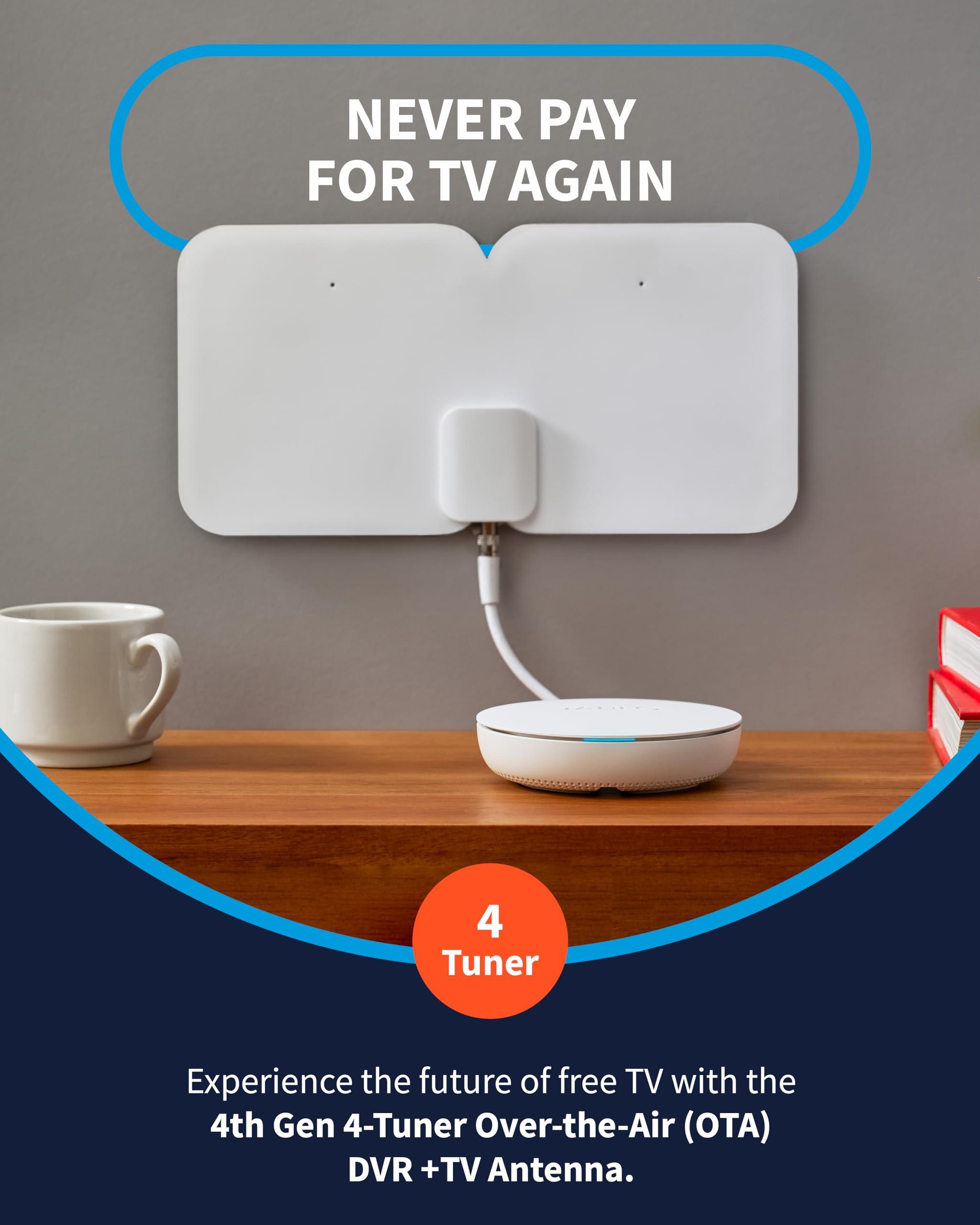 Tablo TV Tablo 4th Gen 4-Tuner Over-The-Air (OTA) DVR + 35-Mile Indoor TV Antenna - Watch, Pause & Record Live TV, News, Sports & Movies Throughout Your Home Over Wi-Fi - 50+ Hrs Recording - No Subscriptions