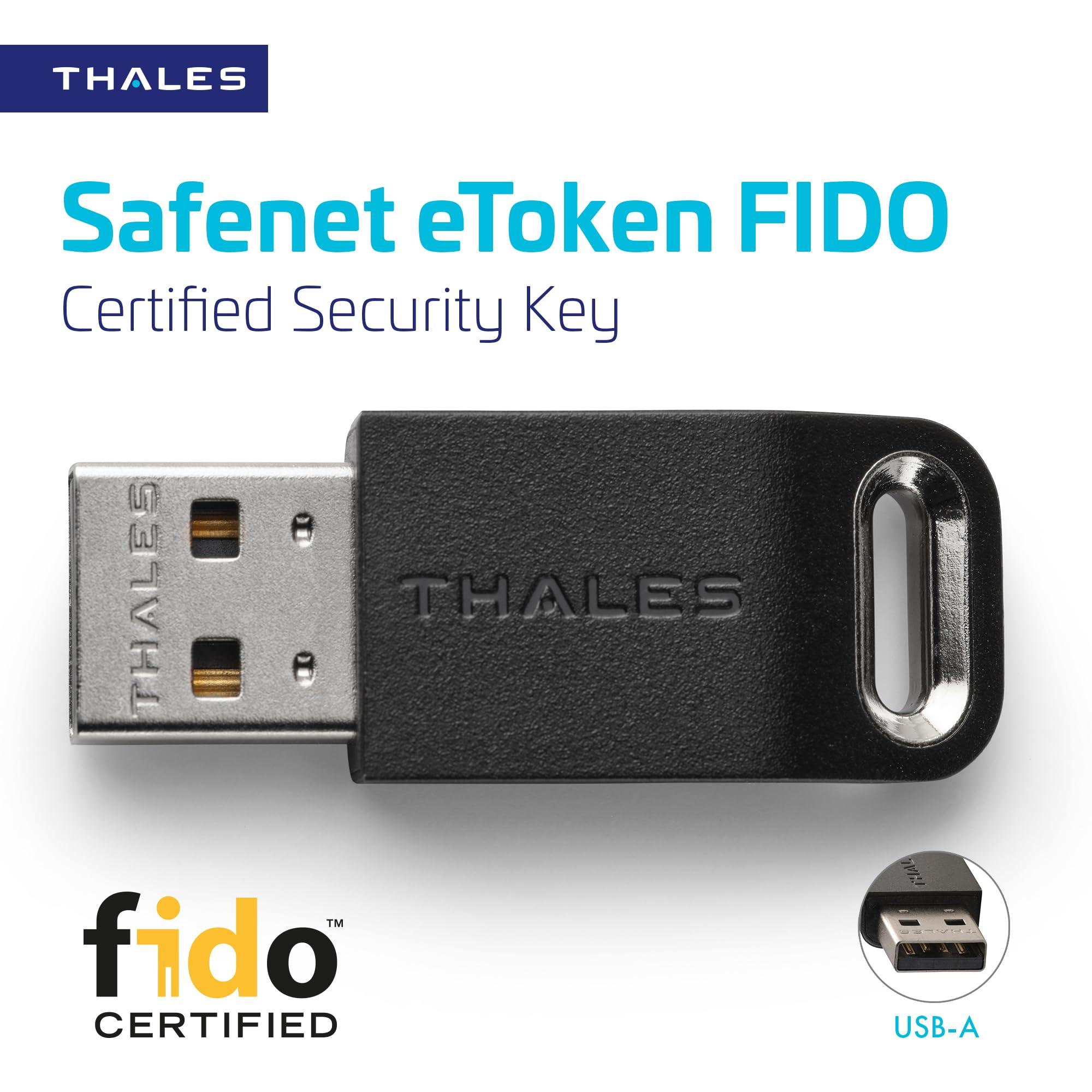 Thales Thales - SafeNet eToken FIDO - FIDO2 Certified Security Key - Passwordless Phishing-Resistant Authentication for Web Apps, Devices & Desktops - USB-A