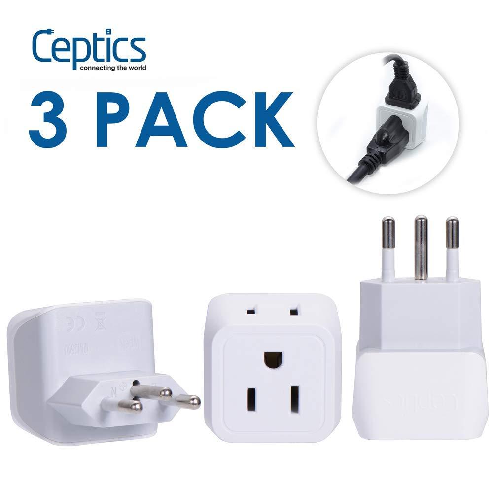 Ceptics Brazil Travel Adapter Bundle by Ceptics - Type N - Charge Multiple Devices at Once - USA to Brazil - Multipack - for Your Cell Phones, Tablets, iPhone, Camera