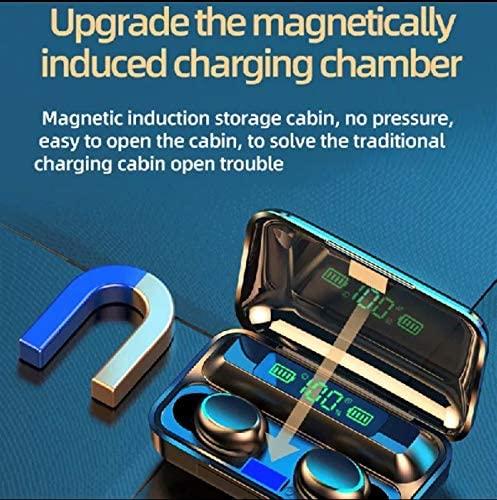 JSQUAR3D F9 True Wireless Earbud with Power Bank with Bluetooth Version 5. 1 Earbuds Portable case Charging, Sport Design, Built in Microphone (Black)