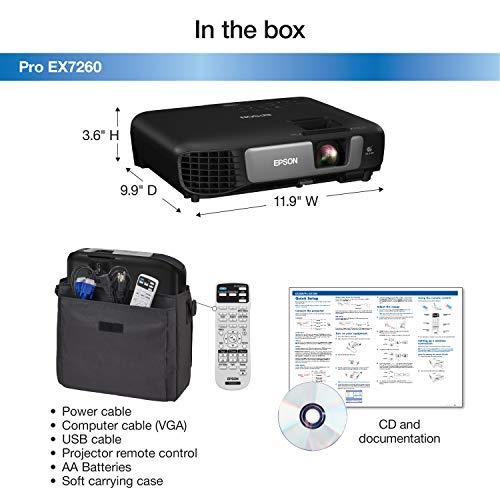 Epson Epson Pro EX7260 WXGA 3,600 lumens color brightness (color light output) 3,600 lumens white brightness (white light output) wireless HDMI MHL 3LCD projector