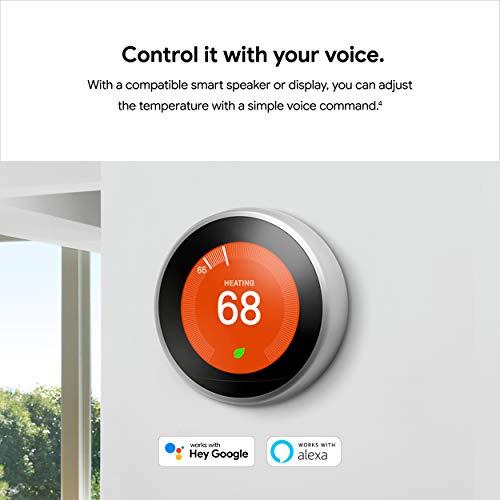 Google Google Nest Learning Thermostat - Programmable Smart Thermostat for Home - 3rd Generation Nest Thermostat - Works with Alexa - Copper