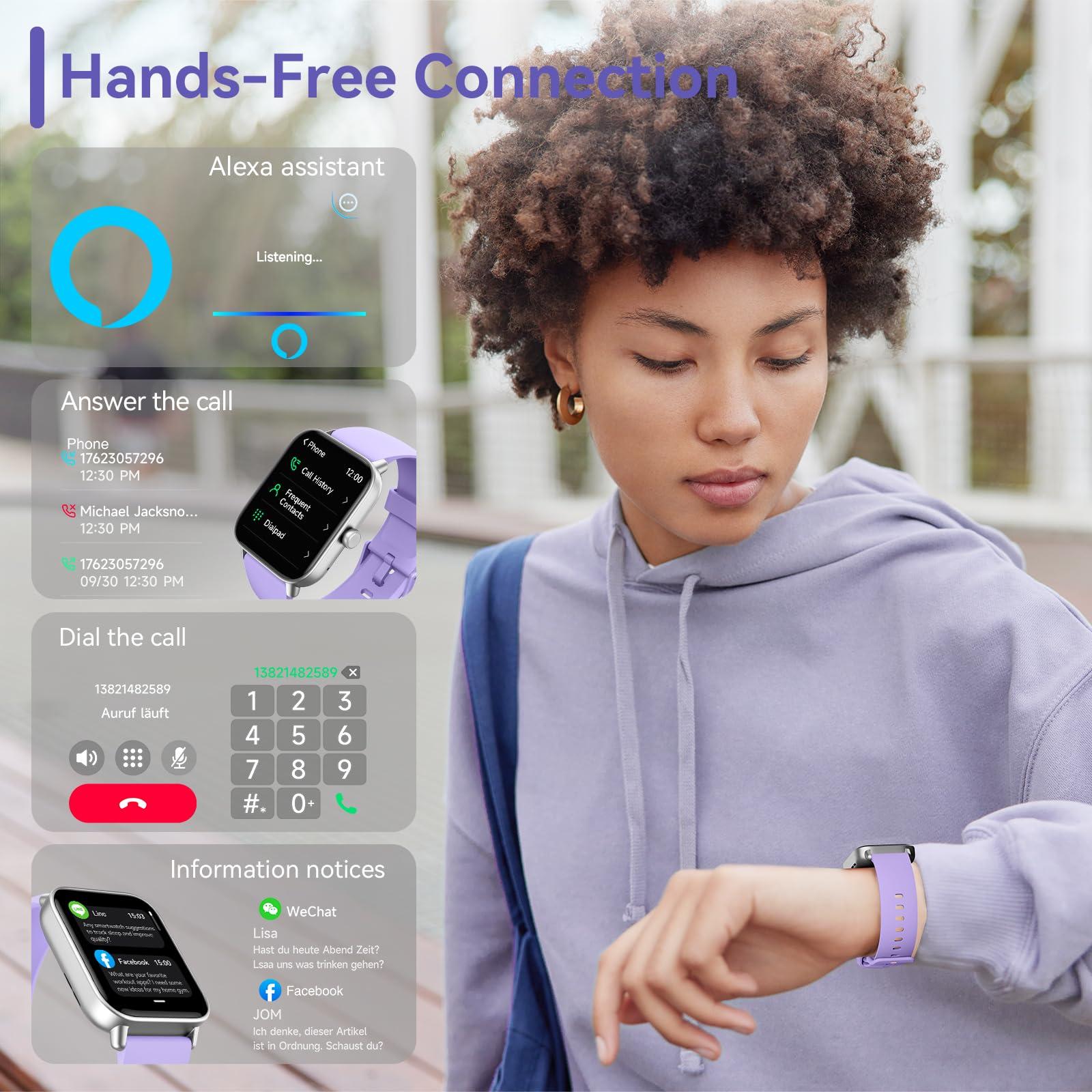 aeac Smart Watch, Alexa Built-in, Stable Bluetooth Call, 2024 Newest Fitness Tracker with Heart Rate/SpO2/Stress/Sleep Monitor, 100 Sports, IP68 Waterproof Smartwatches for iOS Android