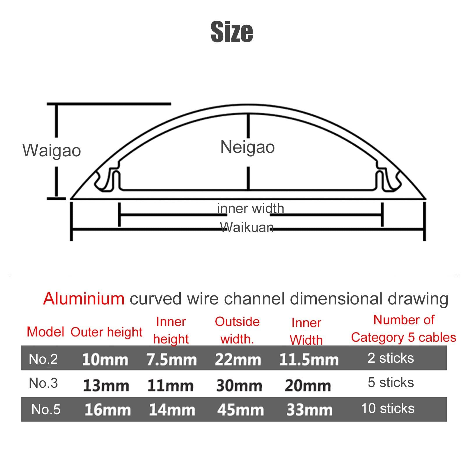 HAIXHX Aluminum Alloy Cable Cover, Waterproof Half Round Cord Cover Protector Self Adhesive TV Wire Hider for Office/Home/Workshop (Color : Silver, Size : No.2)