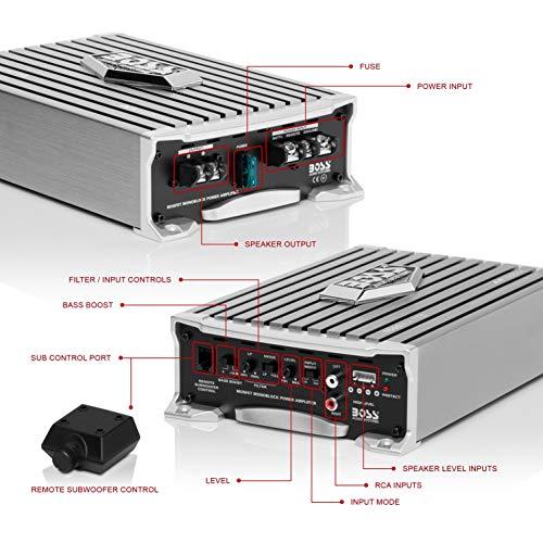 BOSS Audio Systems BOSS Audio Systems AR1500M Car Amplifier - 1500 Watts Max Power, 2 4 Ohm Stable, Class AB, Monoblock, Mosfet Power Supply, Remote Subwoofer Control