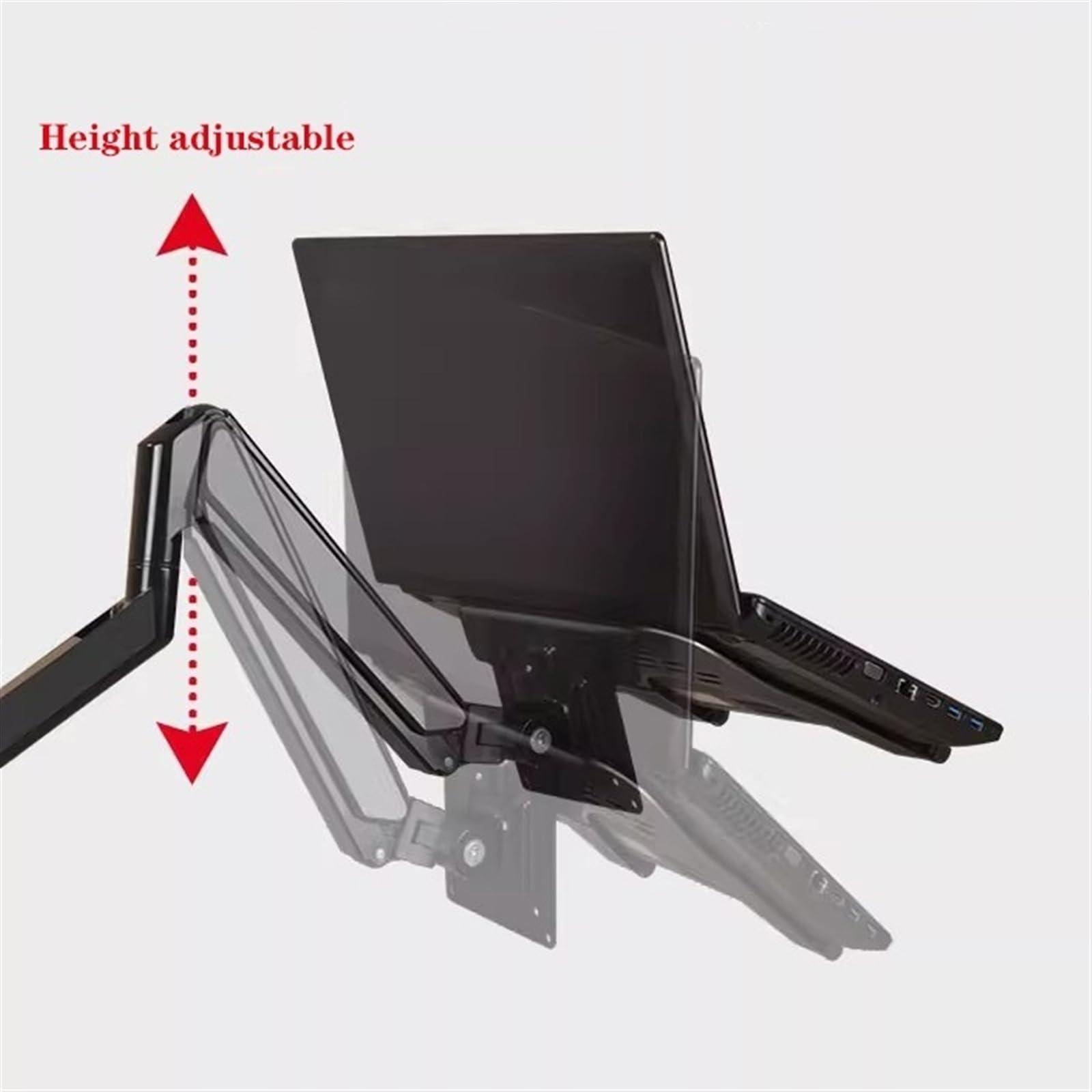 GJAGXQ GJAGXQ Monitor Arm, Laptop Arm Mount for Desk Holds 4.4-19.8lbs, 2 in 1 Adjustable Gas Spring Arm Single Monitor Desk Mount with Tray for 17\"-30\" Screens or 10\"-16\" Laptops,for Laptop, Computer ec