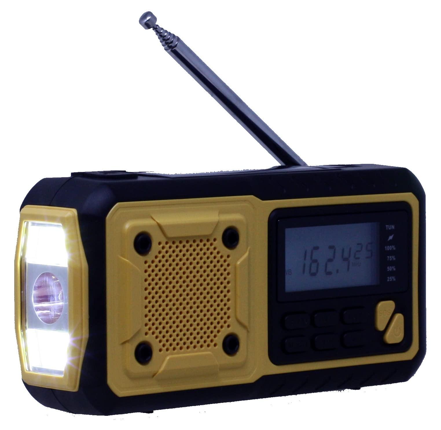 Kaito Kaito Voyager KA368 Digital Emergency Radio - AM/FM NOAA Weather Alert 4-Way Powered Solar Crank Radio Receiver with LED Flashlight and USB 4,000 mAh Mobile Phone Charger (Yellow)