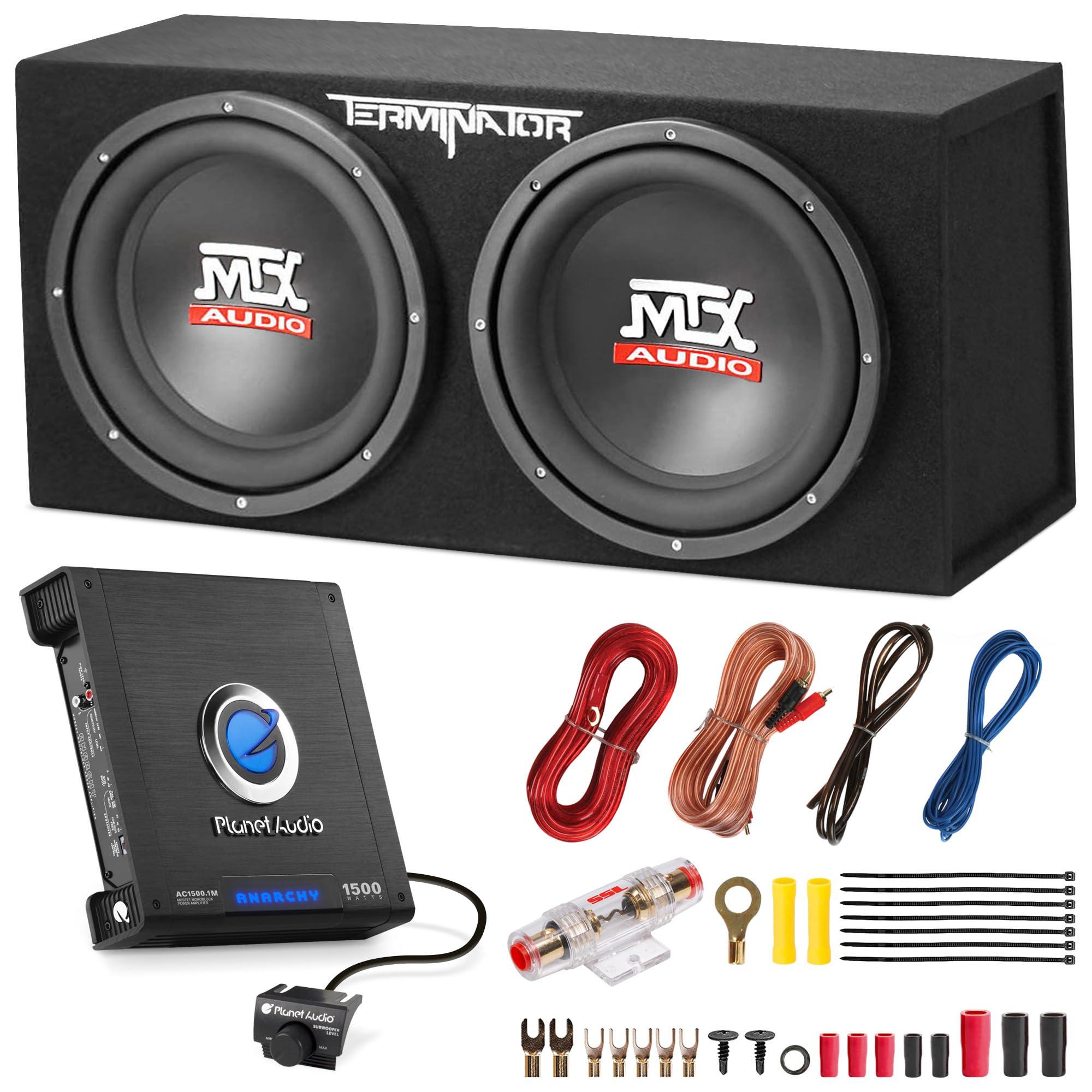 MTX MTX 12 Inch Subwoofer Enclosure, Planet Audio 1500 Watt Amp, and Soundstorm 8GA Wiring Kit