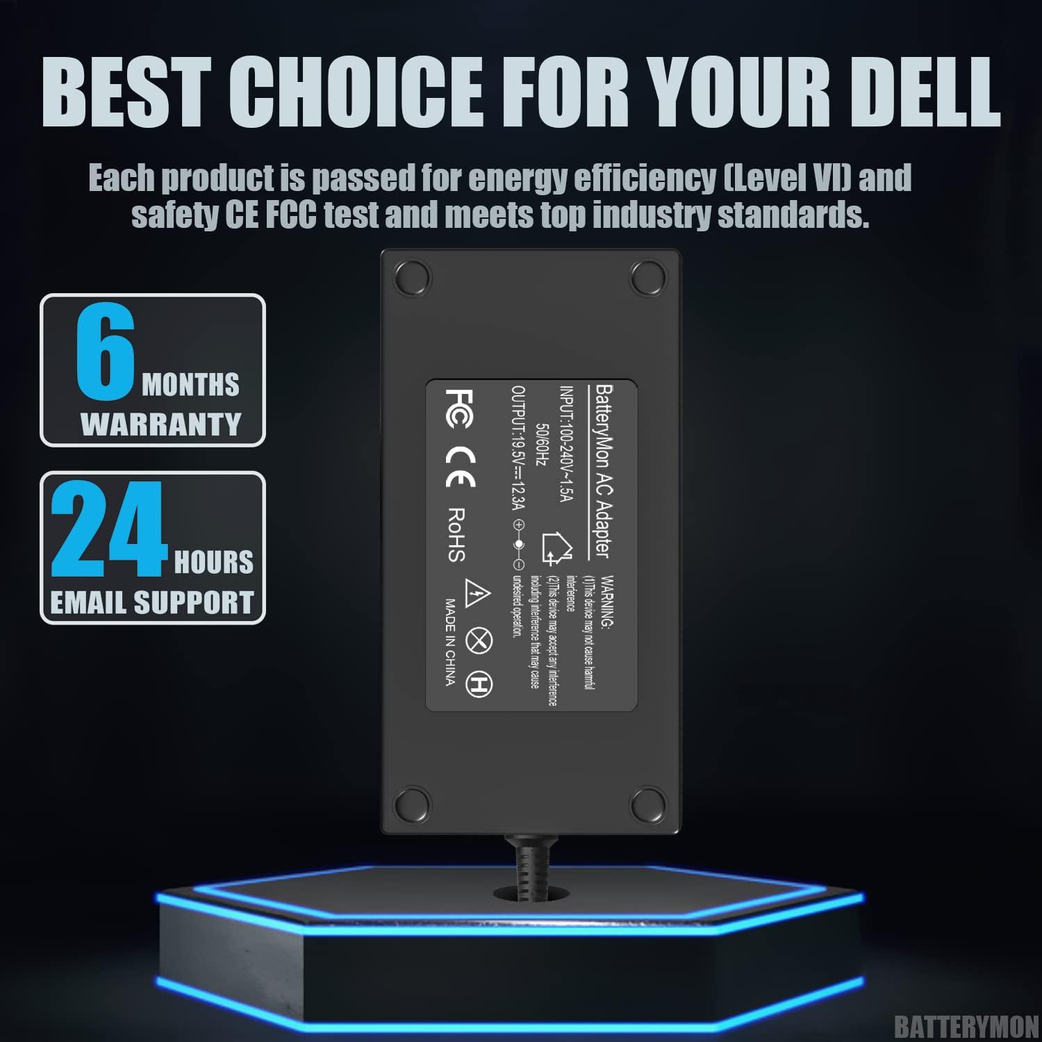 BatteryMon 240W Power Adapter for Dell Alienware M15 R2 R3 R4 R6 R7 Alienware 15 17 M17 M11X M14X M17X M18X X15 Area-51m PA-9E, Dell G15 G7 G5 G3 Gaming Laptop Charger with LED Indicator 7.4mm Tip