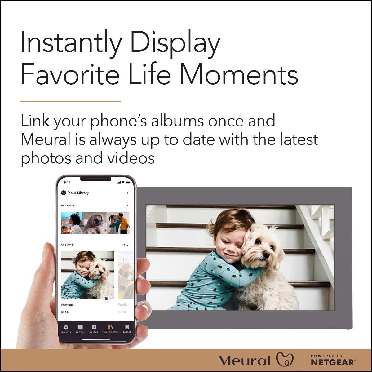 NETGEAR Meural Digital Photo Frame with WiFi 13.5\"x7.5\" Send NFTs, Pictures, and Videos with Meural App, Smart Frame Includes Built-in Stand and Wall Mount (MC315GDW)