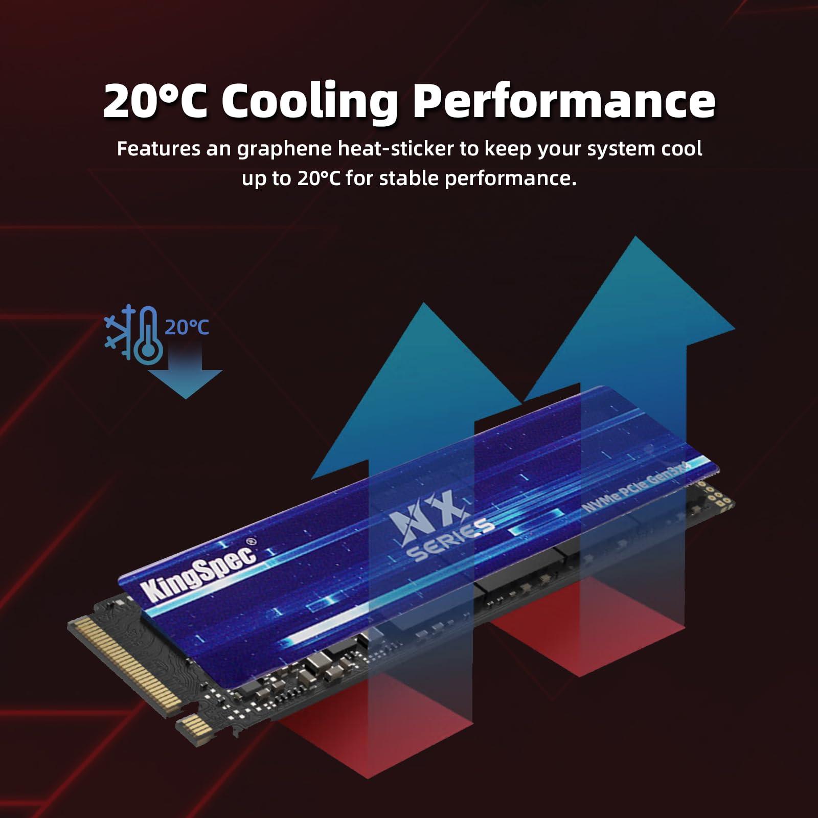 KingSpec KingSpec NX Series 2TB Gen3x4 NVMe M.2 SSD, Up to 3500MB/s, 3D NAND Flash M2 2280 Internal Solid State Drive, for Desktop and Laptop