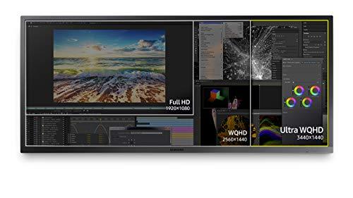 SAMSUNG SAMSUNG 34-Inch SJ55W Ultrawide Gaming Monitor (LS34J550WQNXZA) 75Hz Refresh, WQHD Computer Monitor, 3440 x 1440p Resolution, 4ms Response, FreeSync, Split Screen, HDMI, Black