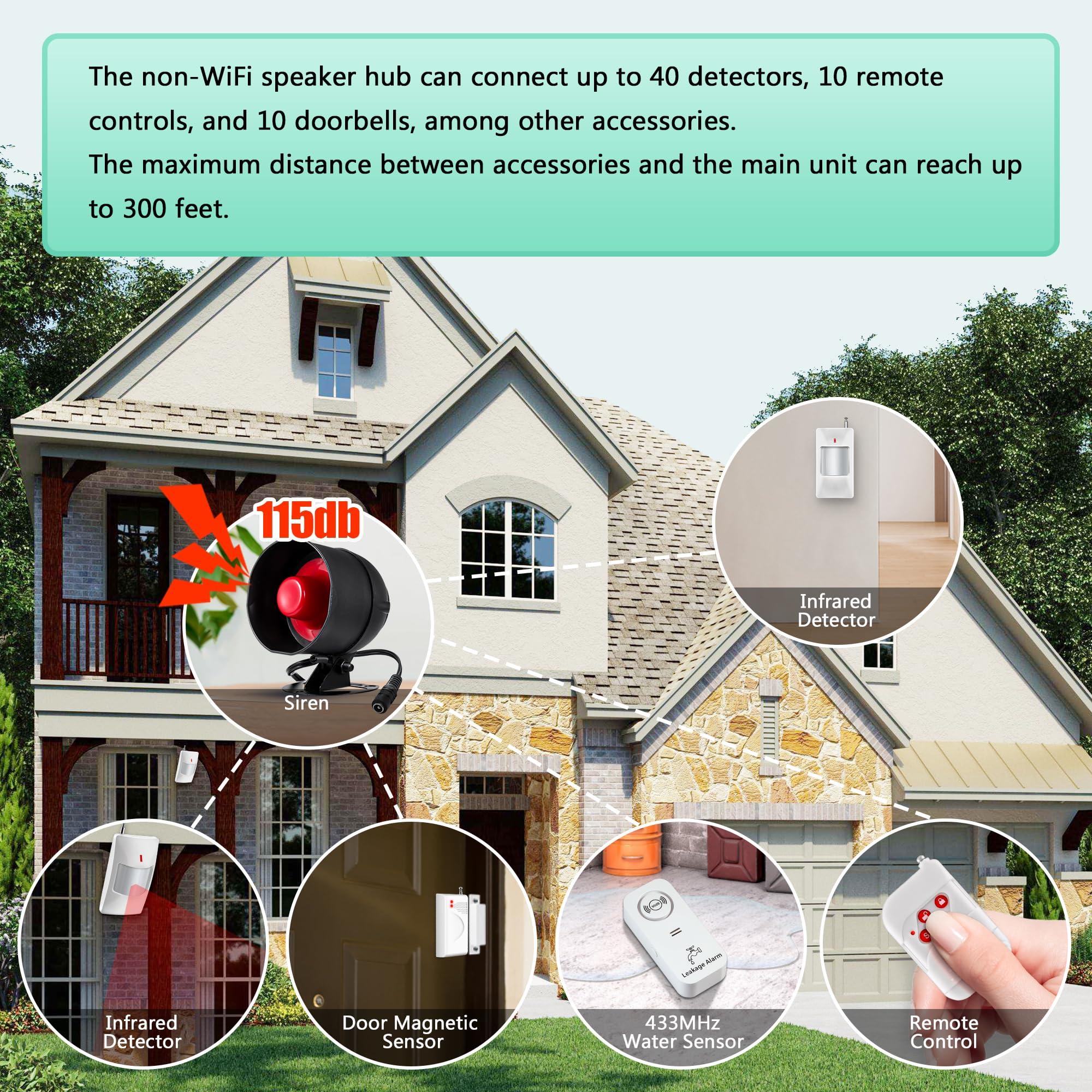 KERUI KERUI Standalone Home Office Shop Security Alarm System Kit,Wireless Loud Indoor/Outdoor Weatherproof Siren Horn with Remote Control and Door Contact Sensor,Motion Sensor,Up to 115db,NO WIFI/GSM/APP