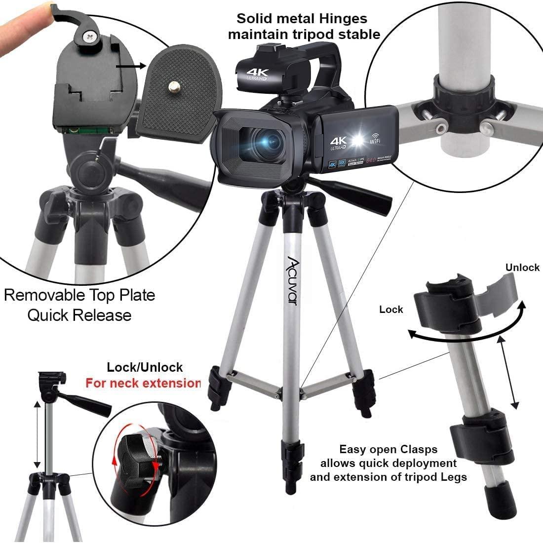 eDealz eDealz 4K 64MP Video Camera Camcorder Vlogging Camera for YouTube 60FPS 18X Zoom Video Camera, WiFi, Webcam, External Mic, 2 64GB SD Cards, 50" Tripod, Case, Card Reader, Dual Charger, Remote Control