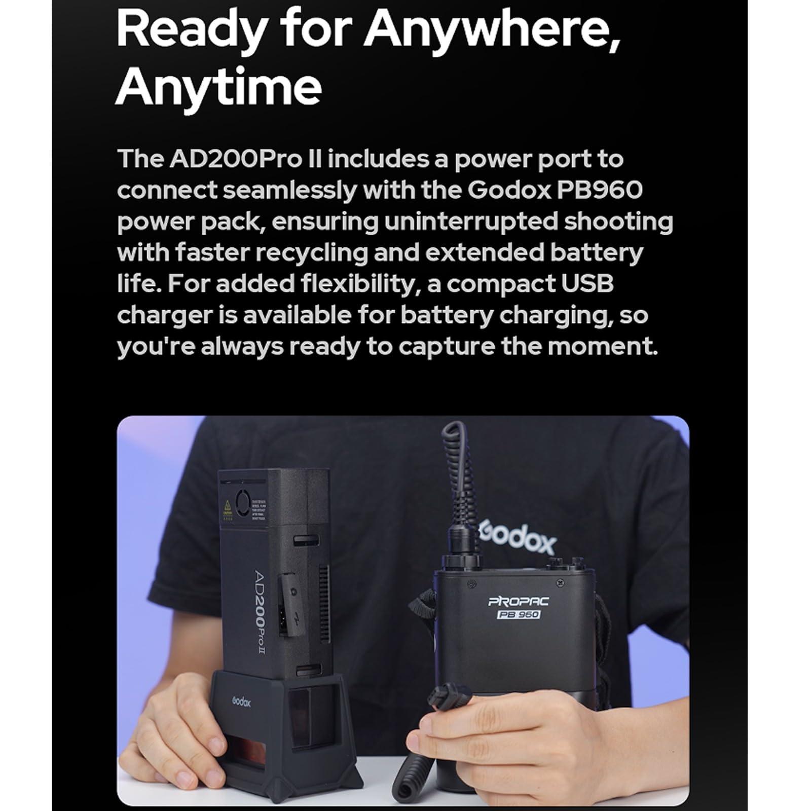 GODOX GODOX AD200 Pro II AD200Pro II 200Ws 2.4G Flash with Godox X3-C Trigger for Canon, 500 Full Power Flashes, 0.01-1.8s Recycling TTL Speedlite Pocket Monolight Strobe Flash (Upgraded Godox AD200 Pro)