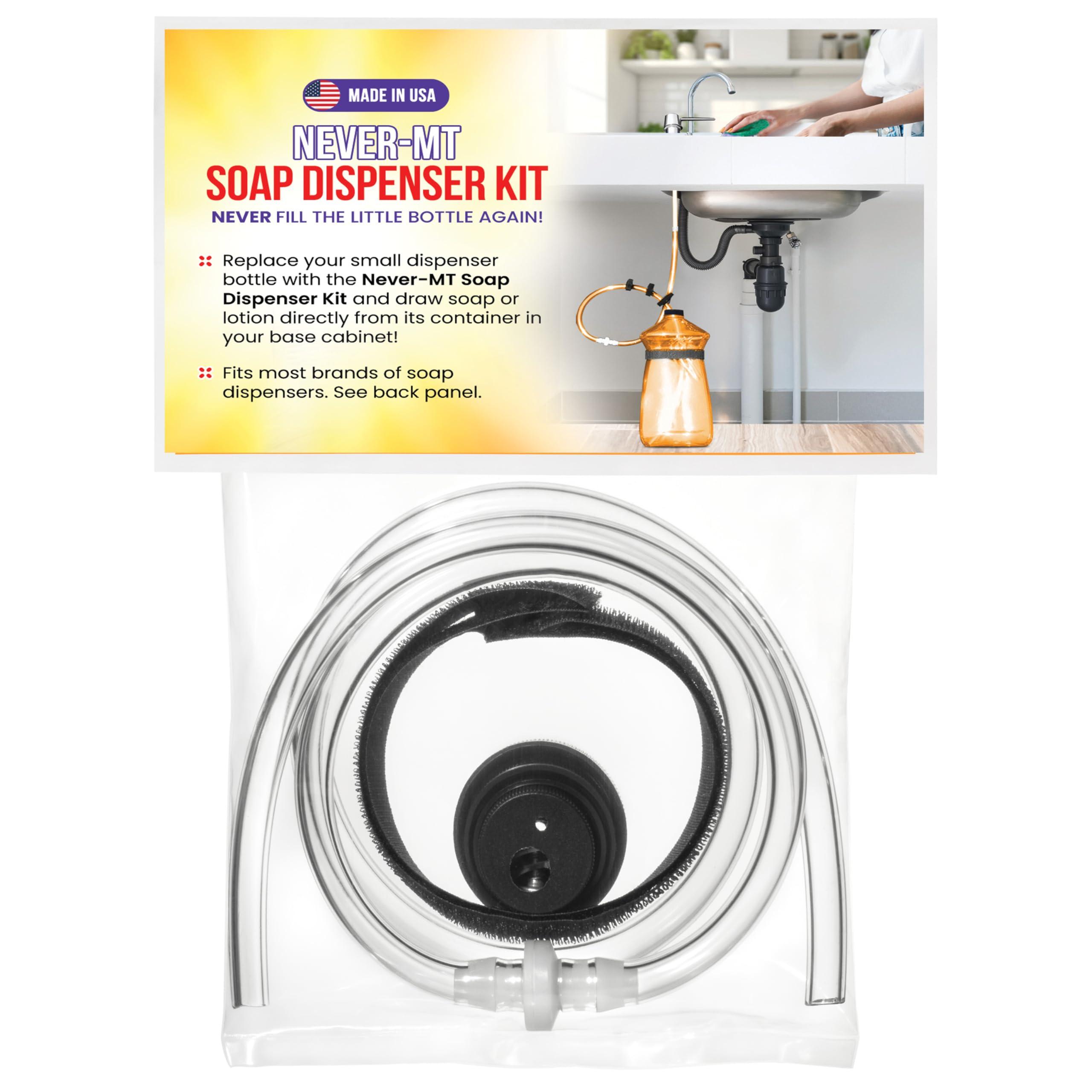 NEVER - MT Never - MT - The Original Soap Dispenser Conversion Kit - Made in The USA - Kitchen Sink Extension Tube Kit - Never Fill The Little Bottle Again!